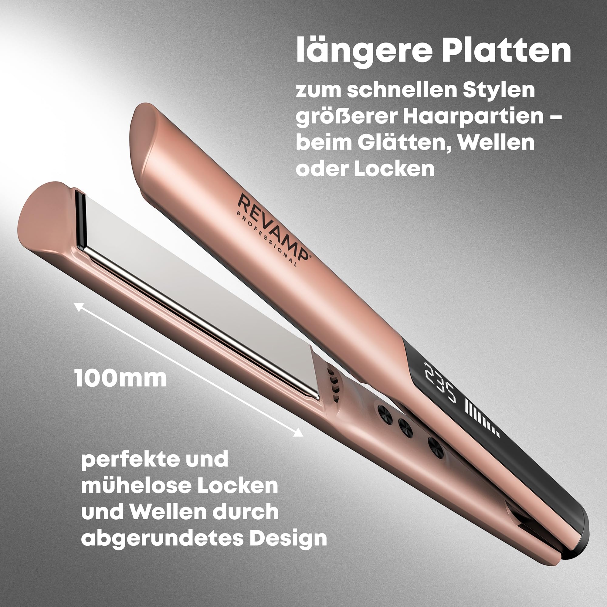 REVAMP Dynamic Radiance Ionen Glätteisen Keramik - Lange Platten | Straight & Style, One-Stroke-Styling, Geschwungenes Design, Wellen und Locken, Profi-Haarglätter