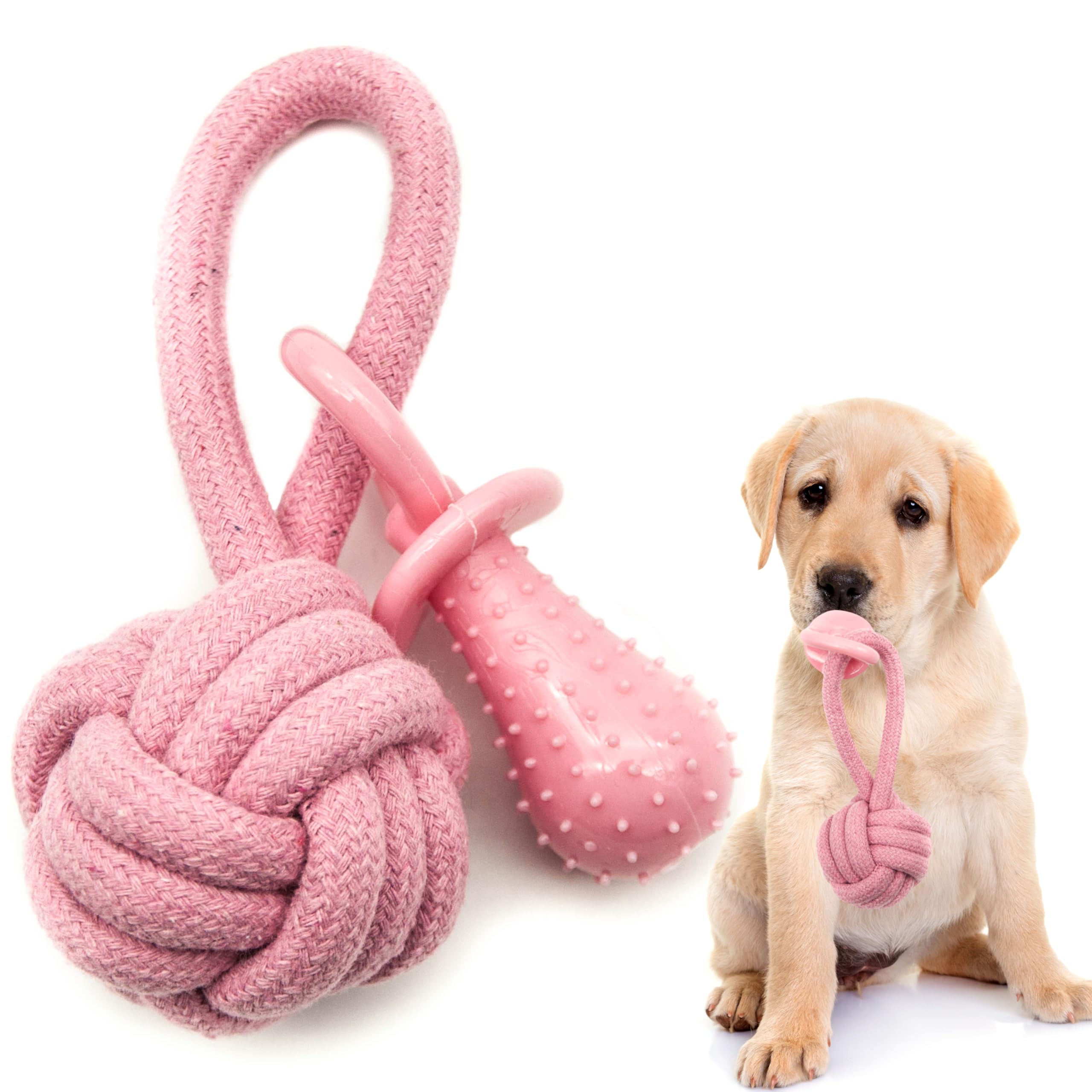 Petopedia 2 in 1, Braided Knot Balls for Dogs with Dummy, Puppy Chew Toys, Rope Toys