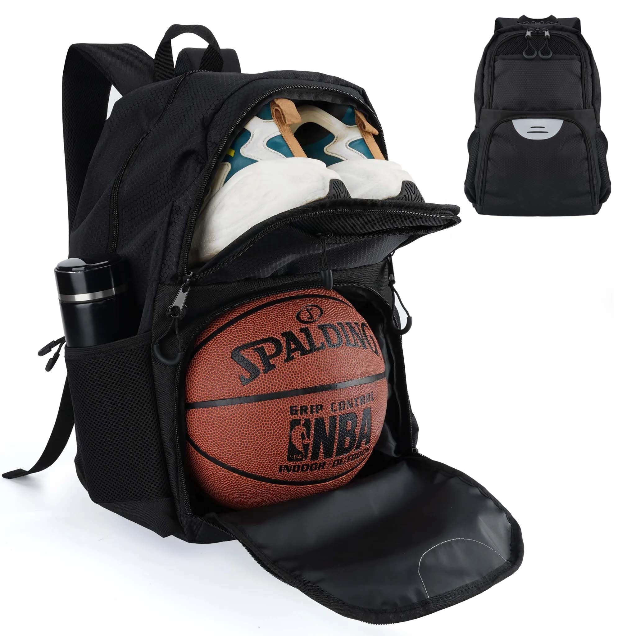 Tidyfy Soccer & Basketball Sports Bag with Ball Pump - Basketball Backpack with Separate Ball & Shoes Holder Compartment, Soccer Basketball Football &