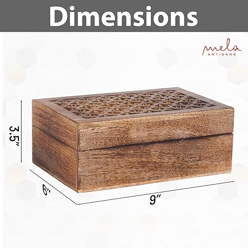 Miniatura 3 de Caja decorativa de madera de mango blanco envejecido con tapa, caja de recuerdo grande "Trellis ", caja decorativa hecha a mano con tapa para usar