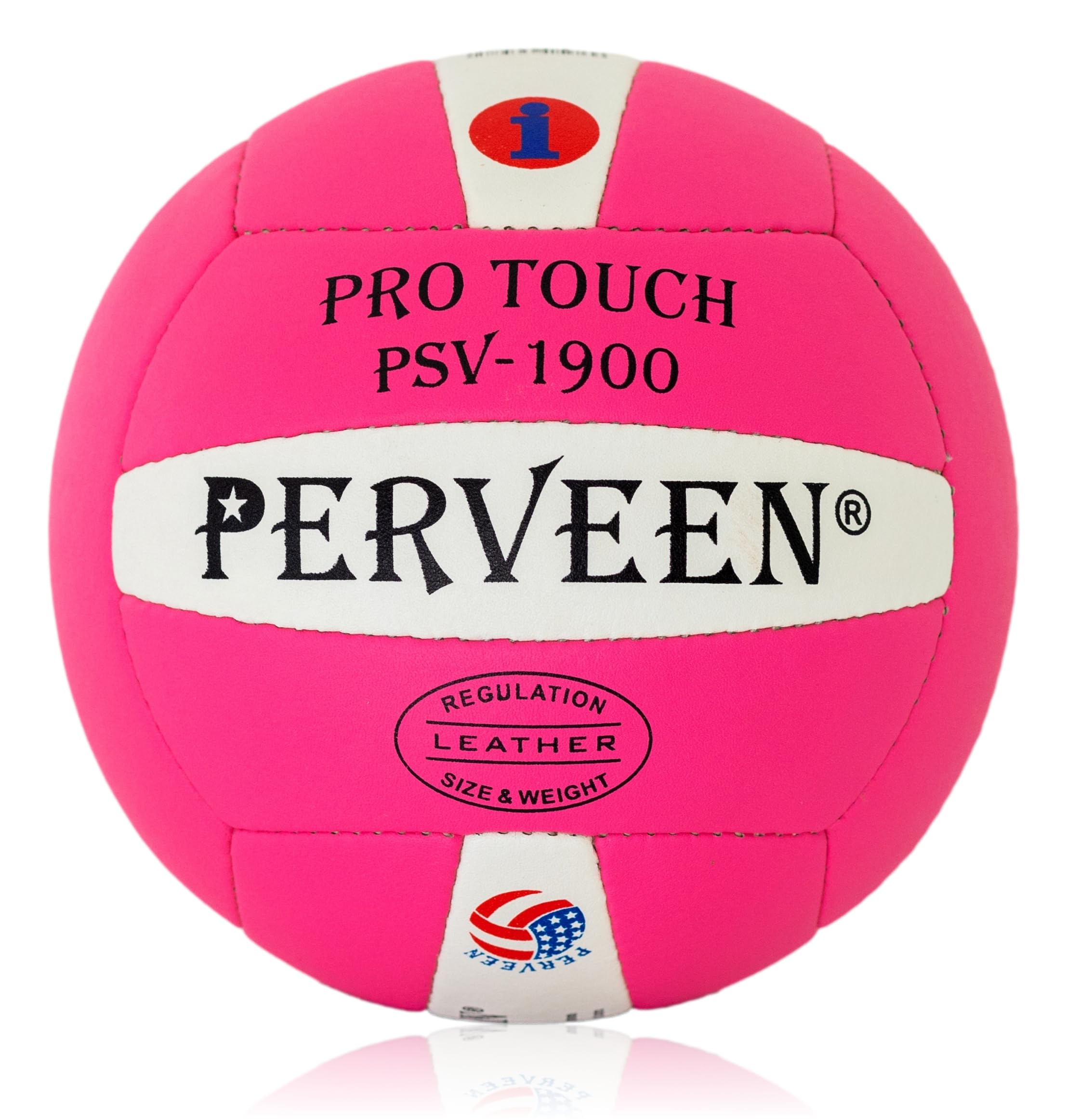 PERVEEN Microfiber Composite Leather Volleyball - Official Size 5 Hand-Sewn Soft Touch Volleyball for Indoor & Outdoor Use - Practice & Recreational Game Ball (Pink White)