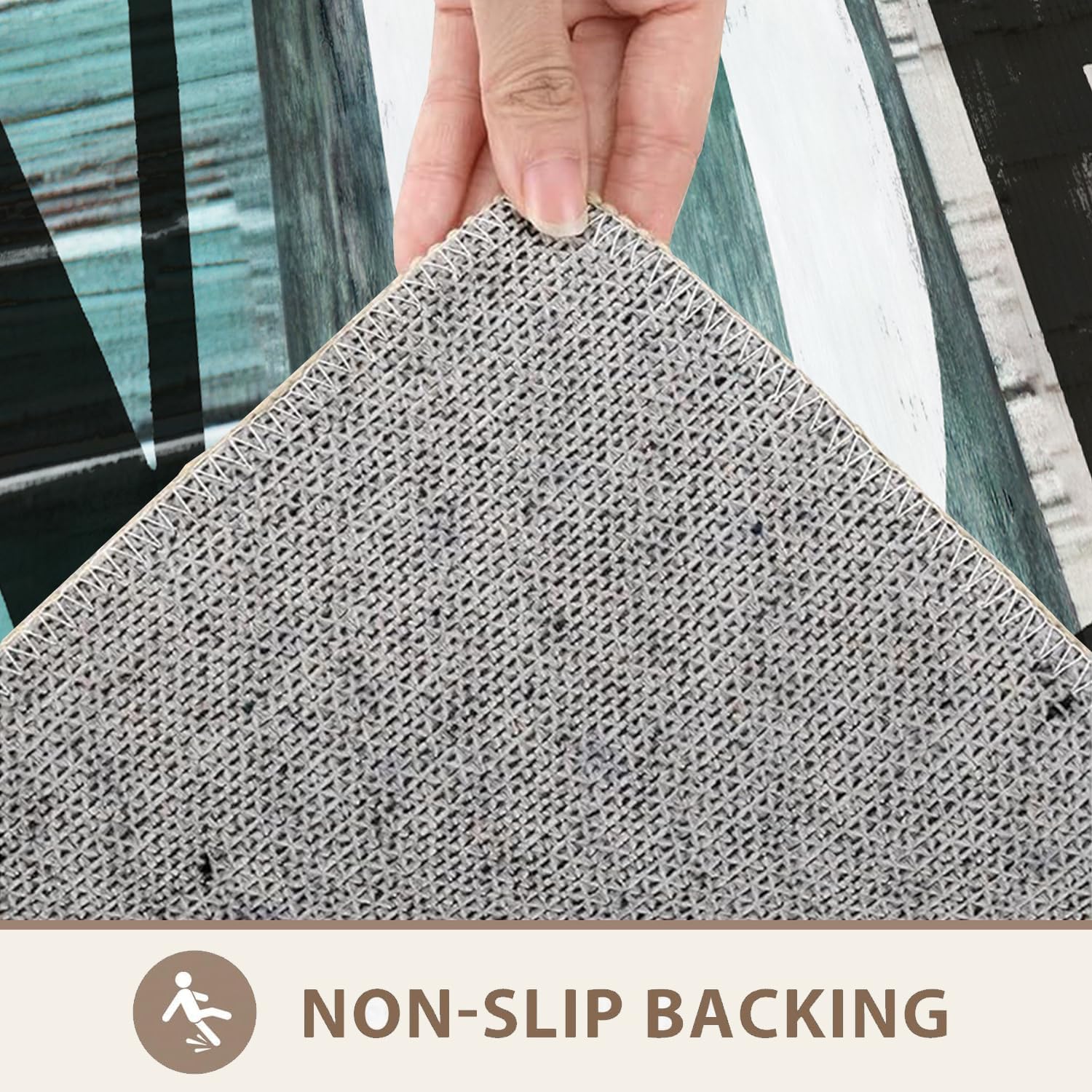 Laundry Room Rug Runner 20"X59"Teal and Brown Abstract Wood Non Slip Laundry Rugs and Mats for Laundry Room Decor Washable Runner Rugs for Farmhouse Kitchen Floor Laundry Bathroom Area Rugs