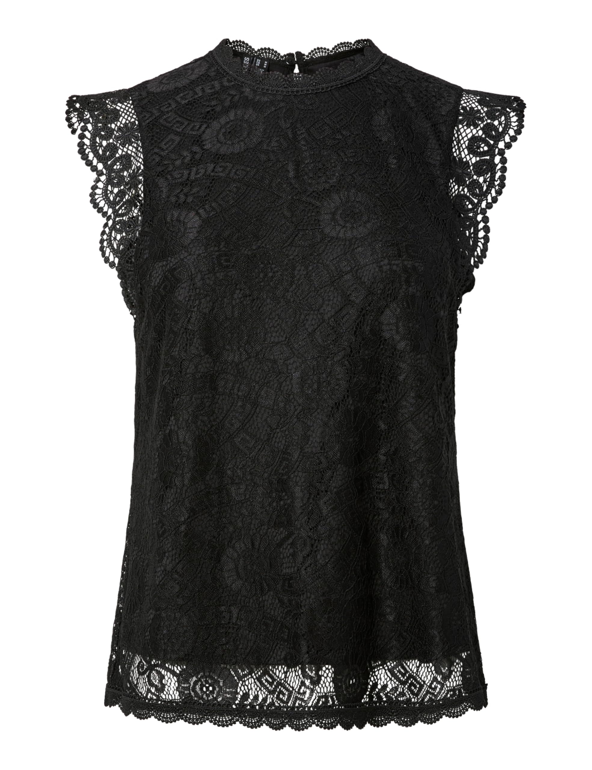 Pieces Lace Sleeveless Blouse Unisex Black Extra Large