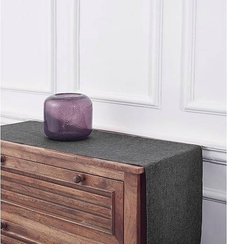 Miniatura 6 de Solino Home - Camino de mesa de lino, color gris carbón, Athena, 14 x 60 pulgadas, para Acción de Gracias, Navidad, vacaciones, lavable a máquina y