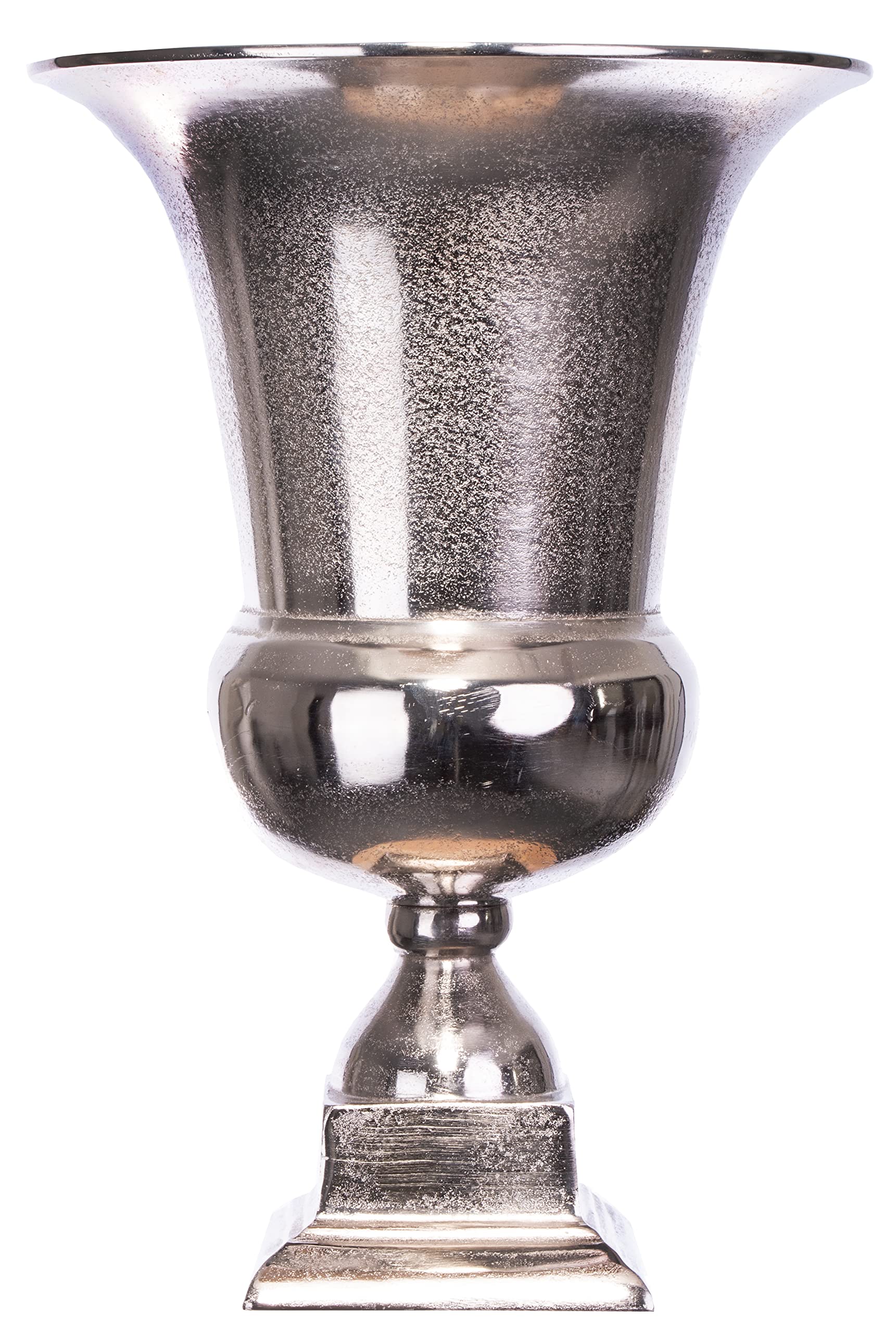 Brandsseller Jarrón decorativo de aluminio | 32,0 cm de alto (apertura: Ø 24 cm) | Copa | Plata