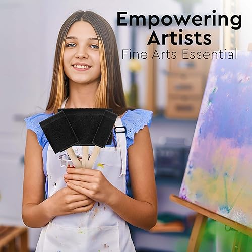 Miniatura 7 de Vanitek Juego de 10 pinceles planos y flexibles de espuma de polietileno con punta biselada con asas de madera, ideal para aplicar pintura, pinturas