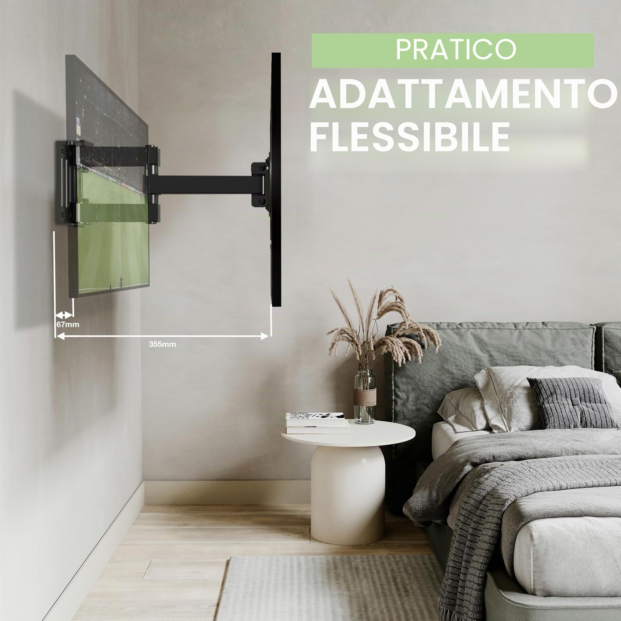 Supporto TV Parete - per 32-65 pollici TV LED LCD, 4K HDR Schermi - Inclinazione e Girevole Ultra Sottili - Max VESA 400x400mm - Capacità Massima di Peso 40 kg