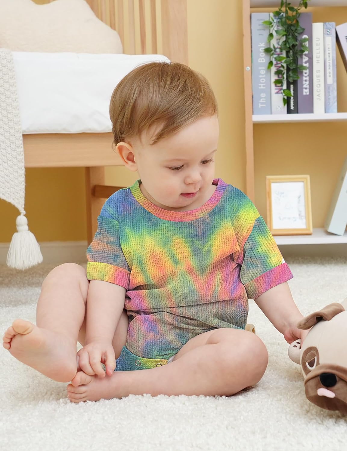 Jimonda Baby Bodysuit Newborn Tie Dye Clothes Infant Waffle One Piece Romper Baby Boys Girls Short Sleeve Jumpsuit Outfits - Image 5
