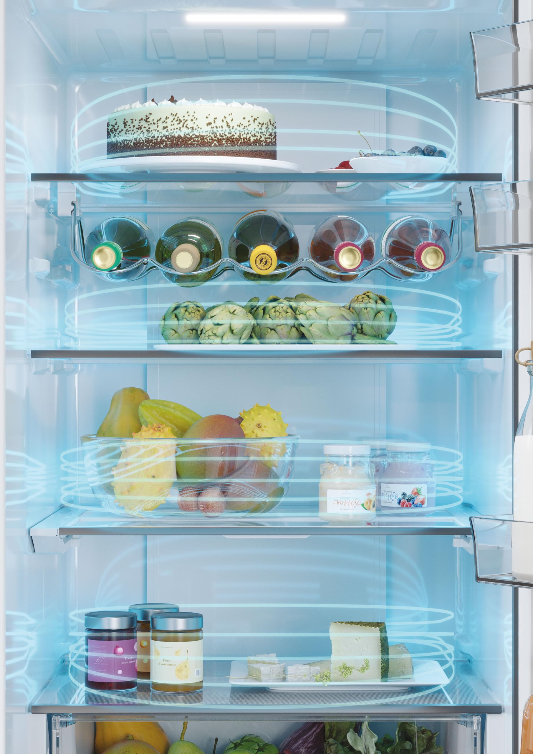 Haier 3D 60 Serie 5 Frigorifero Combinato 3 Porte 414 Litri (289 Frigo + 125 Freezer), Air Surround, Cassetti Accesso Diretto, Wi-Fi App hOn, Classe D, 205 x 59,5 x 66,7 cm (AxLxP), Inox, HTW5620DNMG