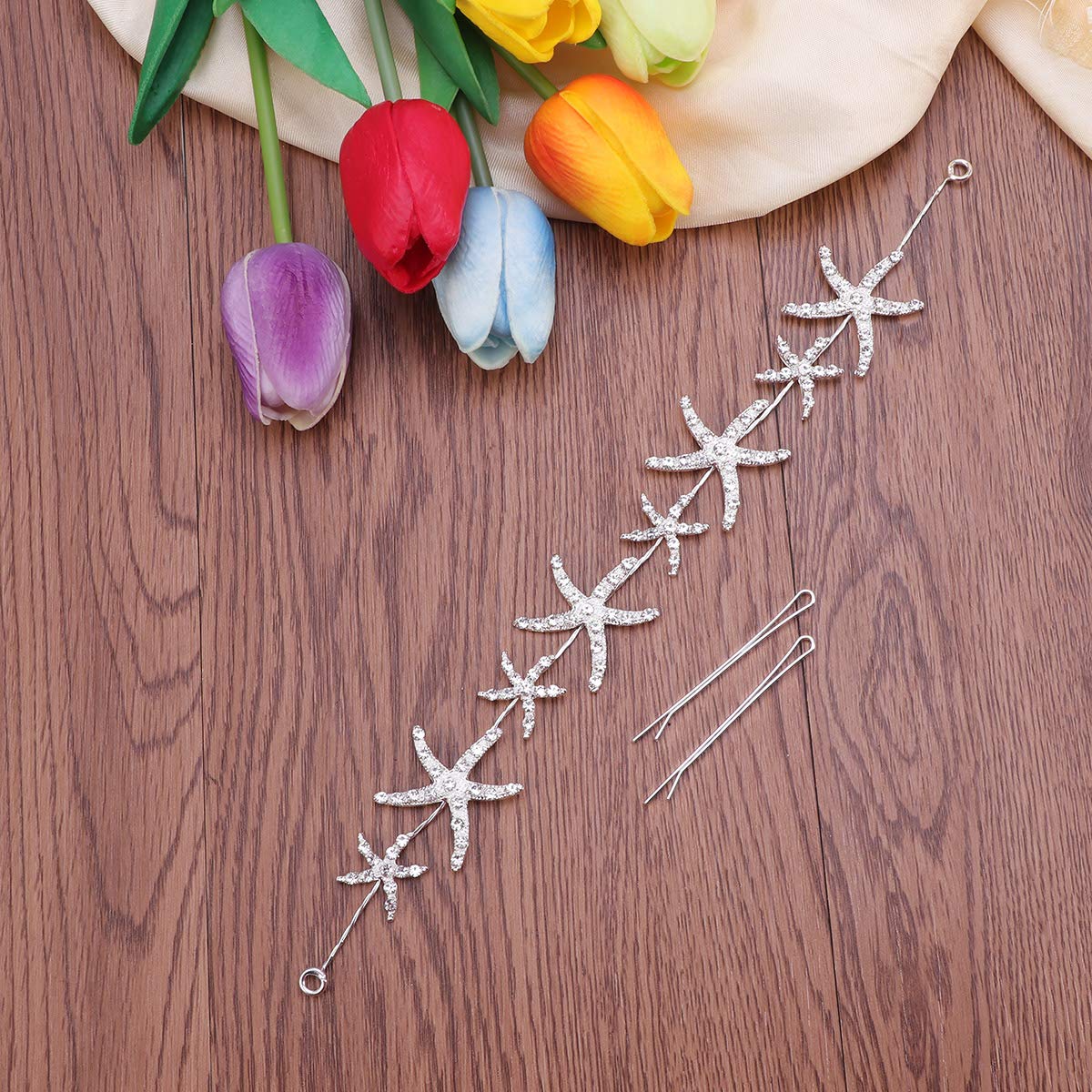 Lurrose Rhinestone Headband for Women Stylish Hair Loop Ocean Theme Hair Accessory for Parties Daily Wear 11.02In - Image 3