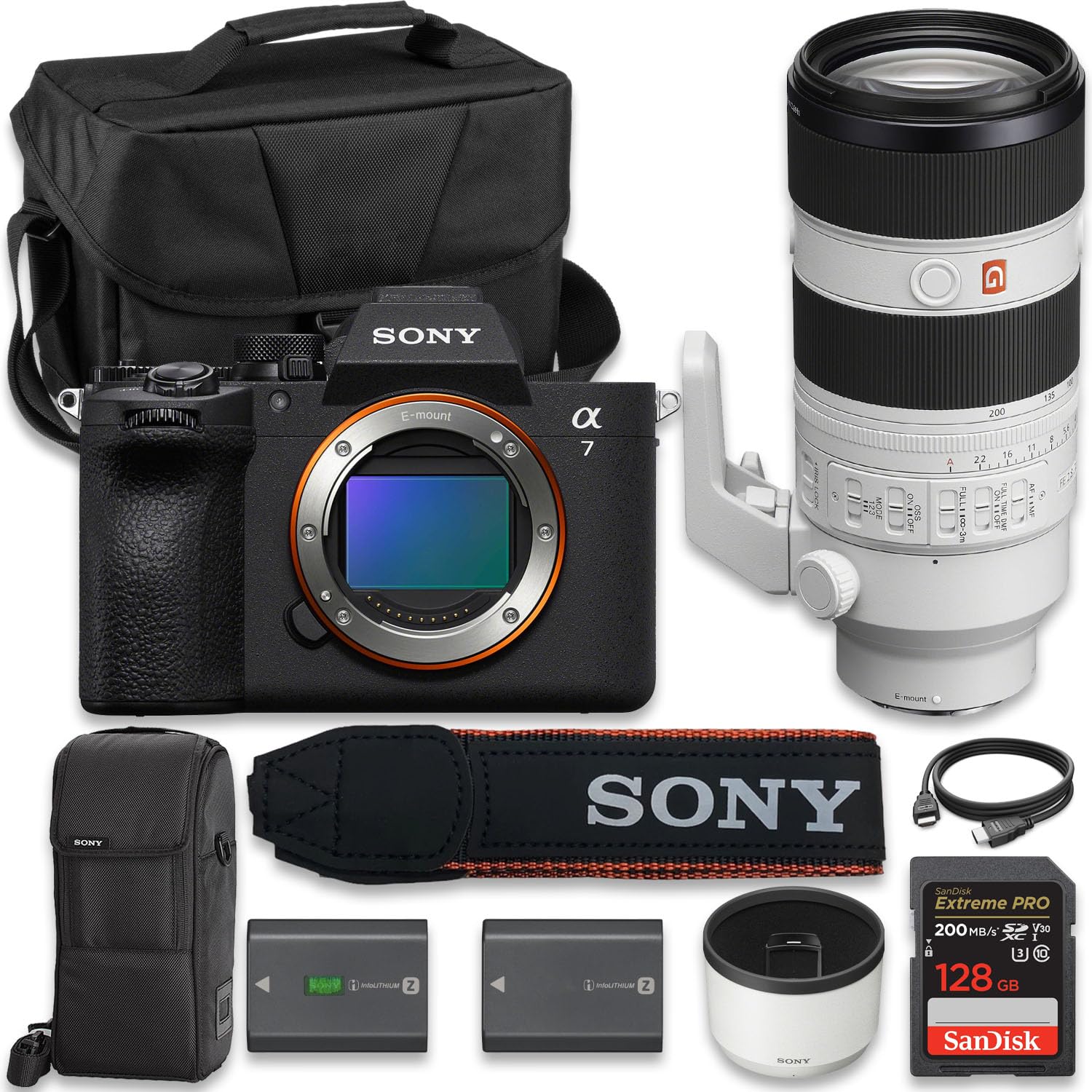 Sony Alpha 7 V Full-Frame Hybrid Mirrorless Camera with Sony FE 70-200mm f/2.8 GM OSS II Lens