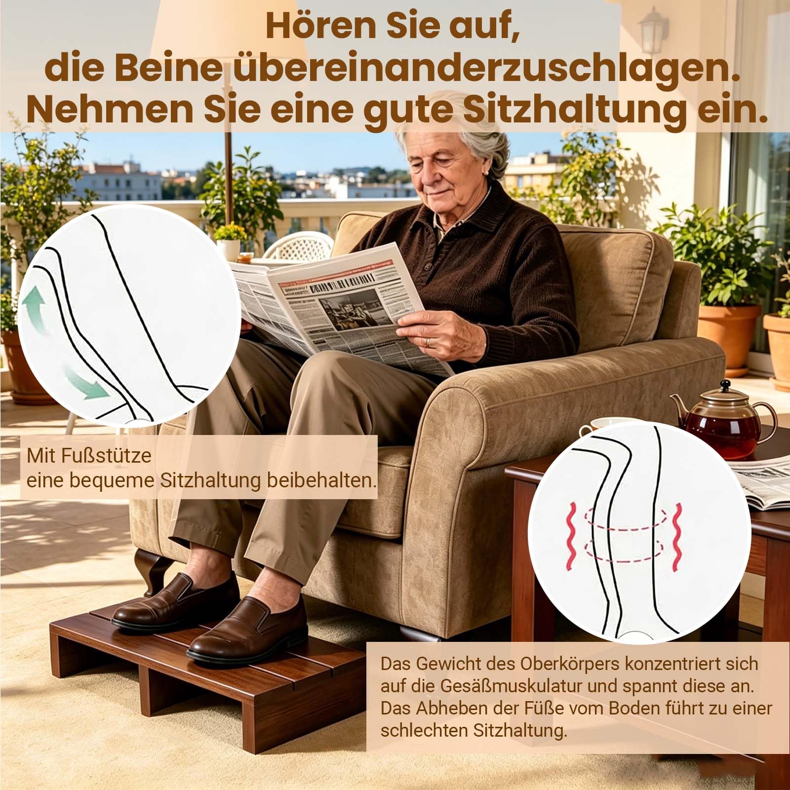Betttritthocker, Holz-Tritthocker, für den Eingangsbereich,unterstützt das Auf- und Absteigen des Eingangs, mit rutschfesten Pads, rutschfeste Trittstufe, für den Innen- und Außenbereich.