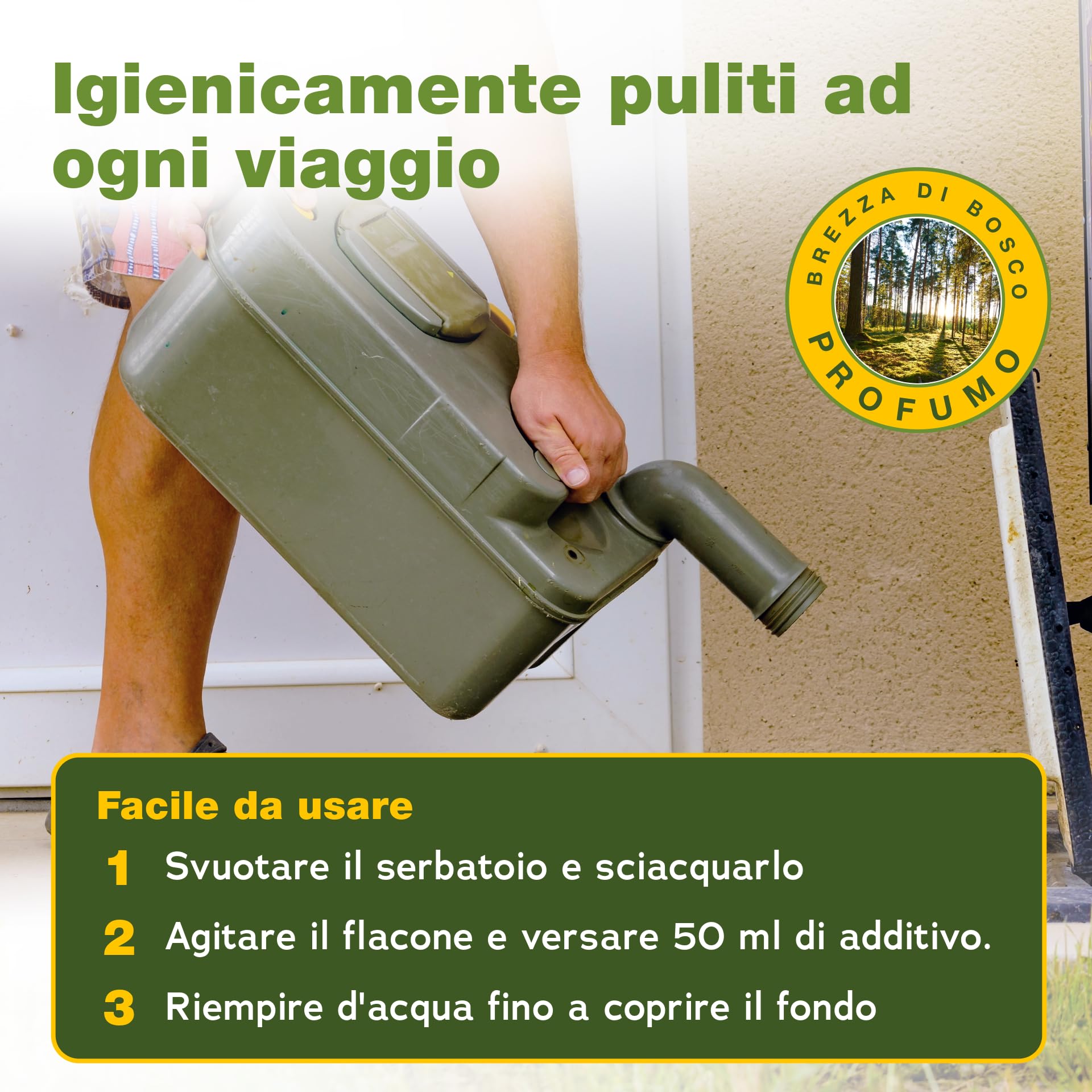 bio-chem - Liquido Sanitario 2L Nuova Formula con microrganismi per bagni chimici di roulotte - Additivo Sanitario concentrato per bagni Portatili da Campeggio - Bicchiere dosatore Incluso