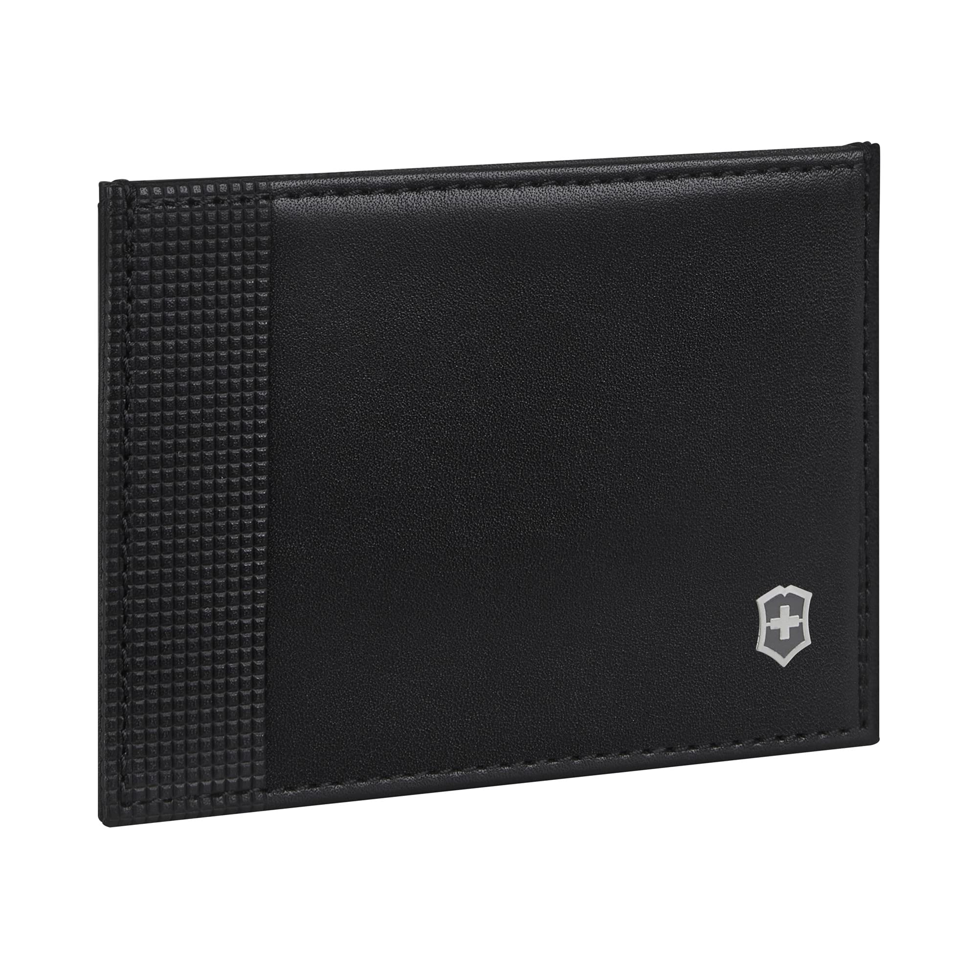 Victorinox Altius Alox Slim Card Case, Tarjetero de Piel con protección RFID, Mujer/Hombre, con Compartimentos para Tarjetas y Compartimentos Laterales, Negro