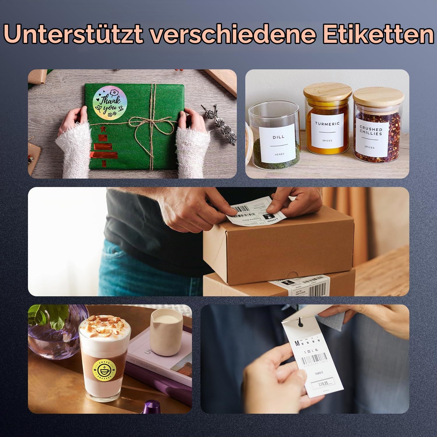 TATTMUSE DHL Etikettendrucker Bluetooth, Versandetiketten Drucker 4x6, Grau | Label Printer Unterstützt iOS, Android, Windows und Mac, Thermodrucker Labeldrucker Kompatibel mit Amazon, Vinted, DPD