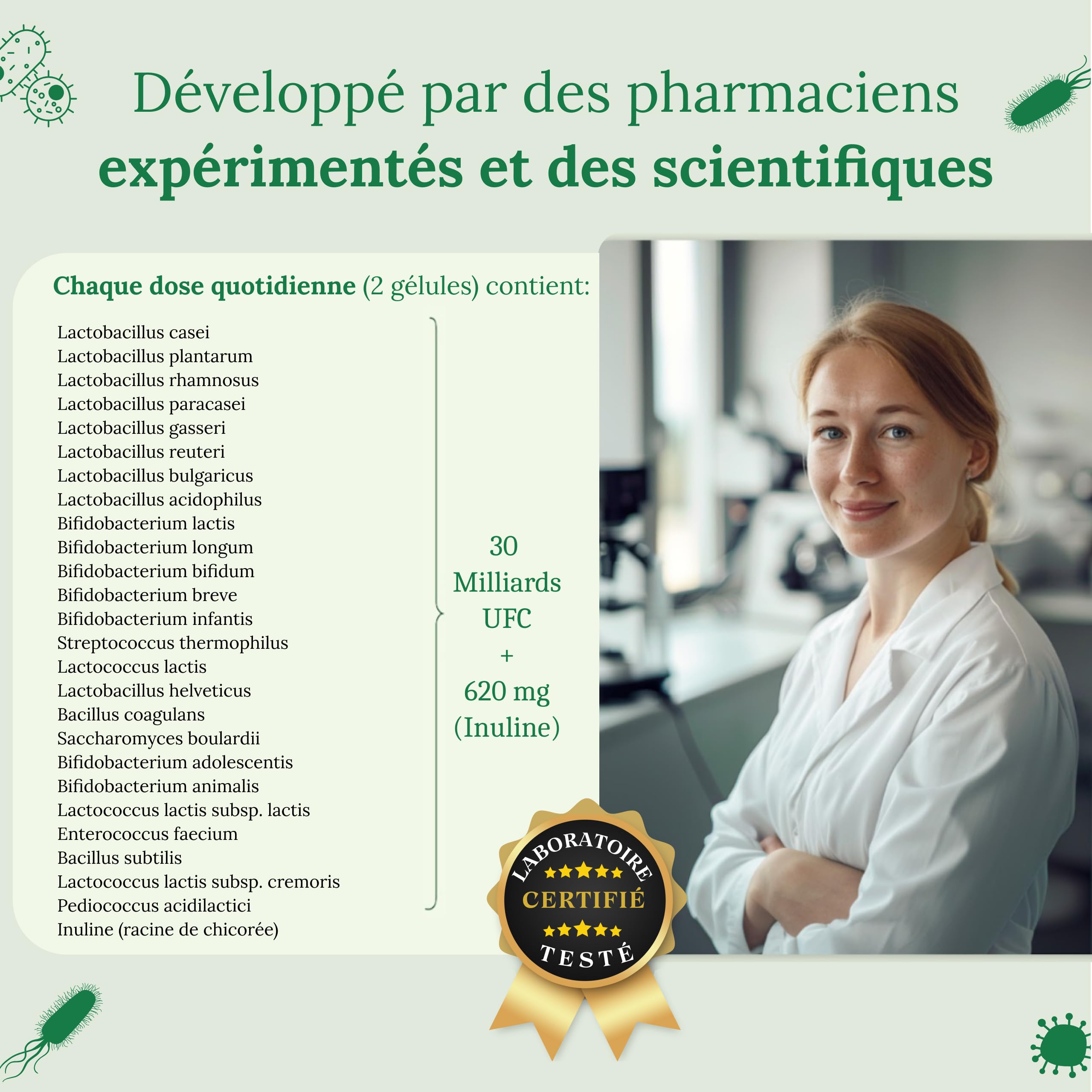 Probiotique Flore Intestinale, 180 Gélules Gastro-résistantes - 60 Milliards UFC/Jour: 25 Souches Exclusives dont Lactobacillus Gasseri + Bifidobacterium - l’Équilibre de la Flore Intestinale