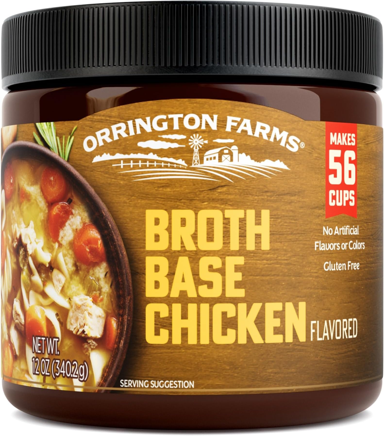 Chicken Flavored Broth Base & Seasoning, Ready-To-Use, Chicken Bouillon Powder Concentrate, Versatile Usage, Season-To-Taste, Easy-To-Store, 12 oz Jar (Pack of 1)