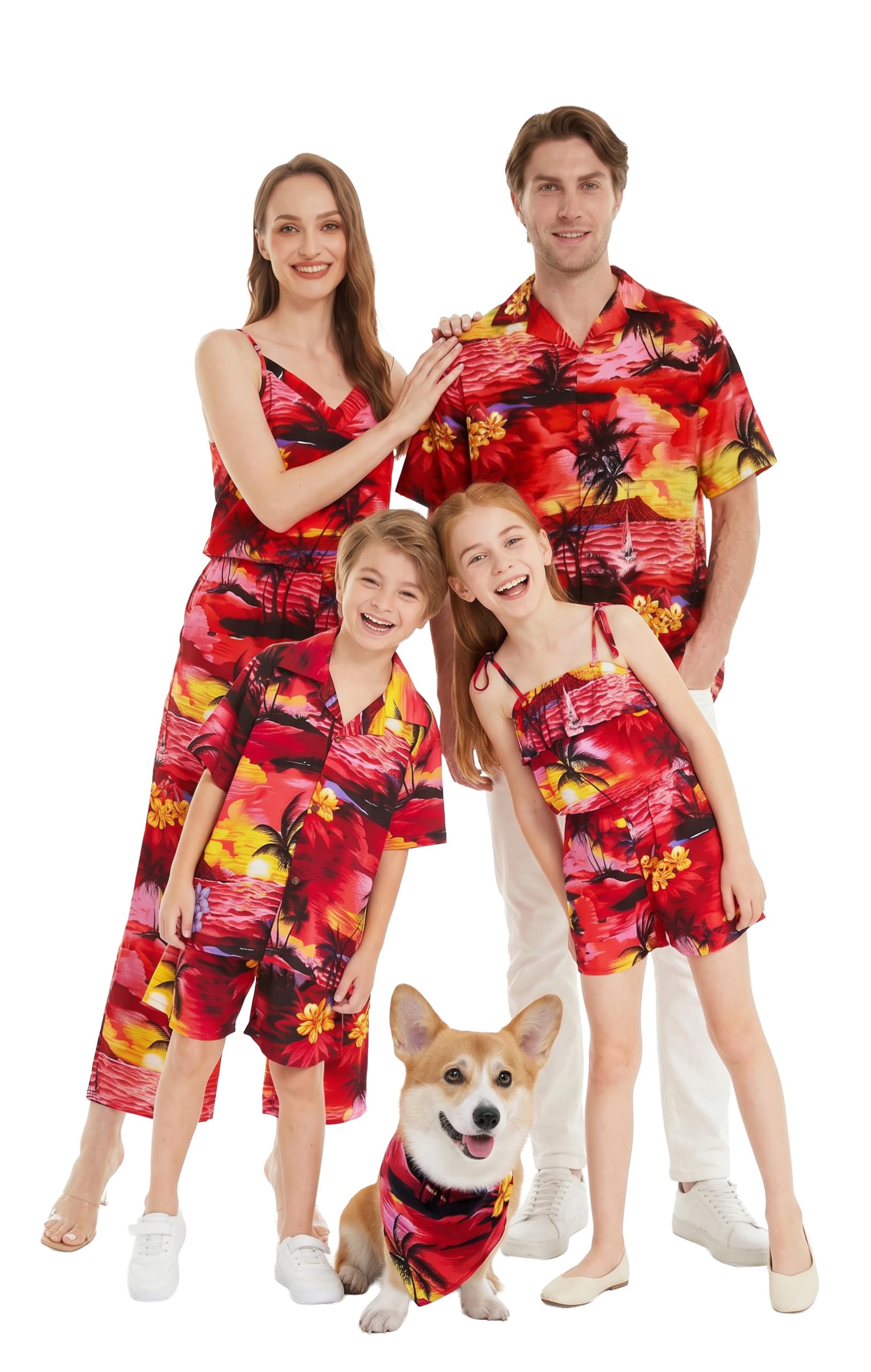 Hawaii Hangover Family Matching Hawaiian Clothes, Sunset Red