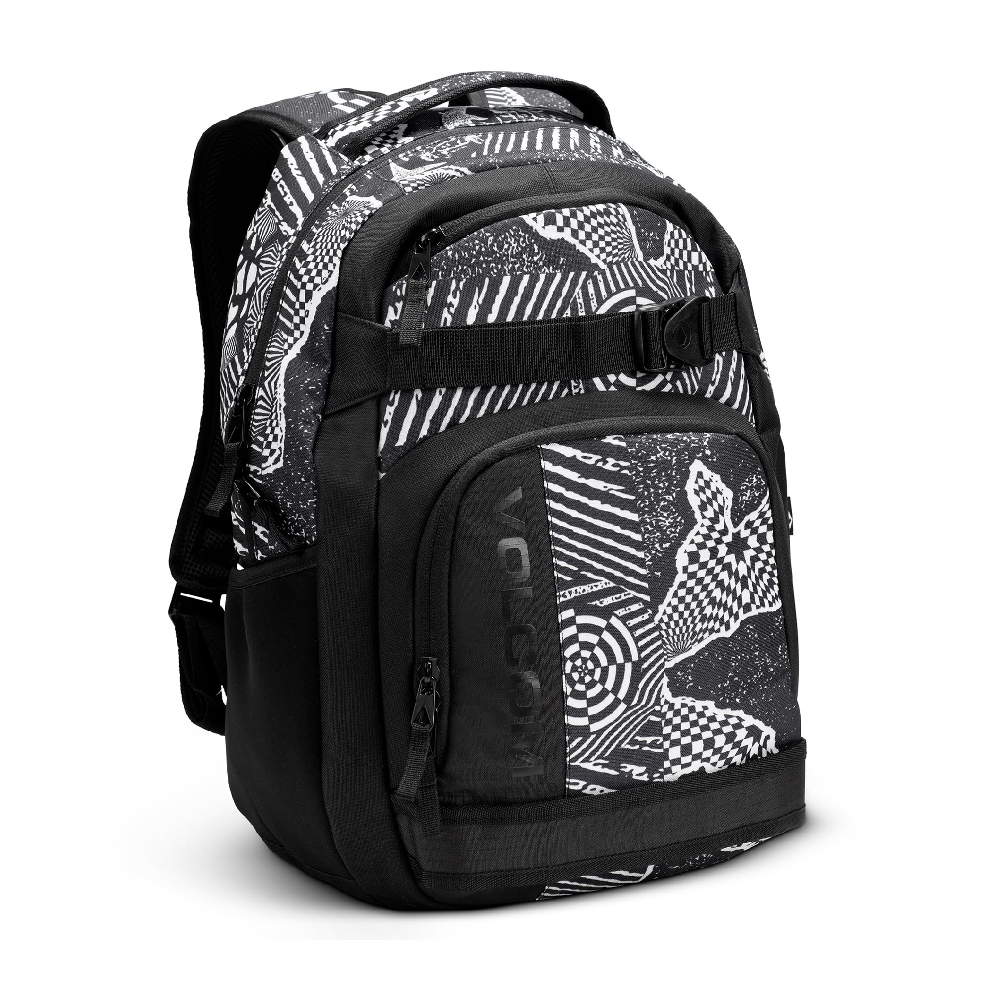 Volcom Men's Black White Everstone Skate Backpack, One Size