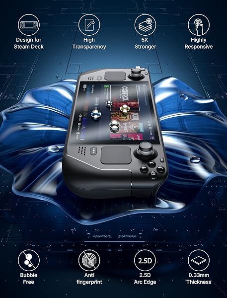 JSAUX Protector Pantalla Anti-reflejos para Steam Deck LCD & OLED [2 Piezas], Cubierta integral de Cristal Templado, Fácil de Instalar con Marco guía (Versión Mejorada) - 2