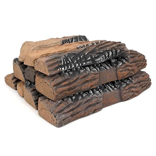 Stanbroil Large Ceramic Gas Logs, 10 Piece Set of Decoration