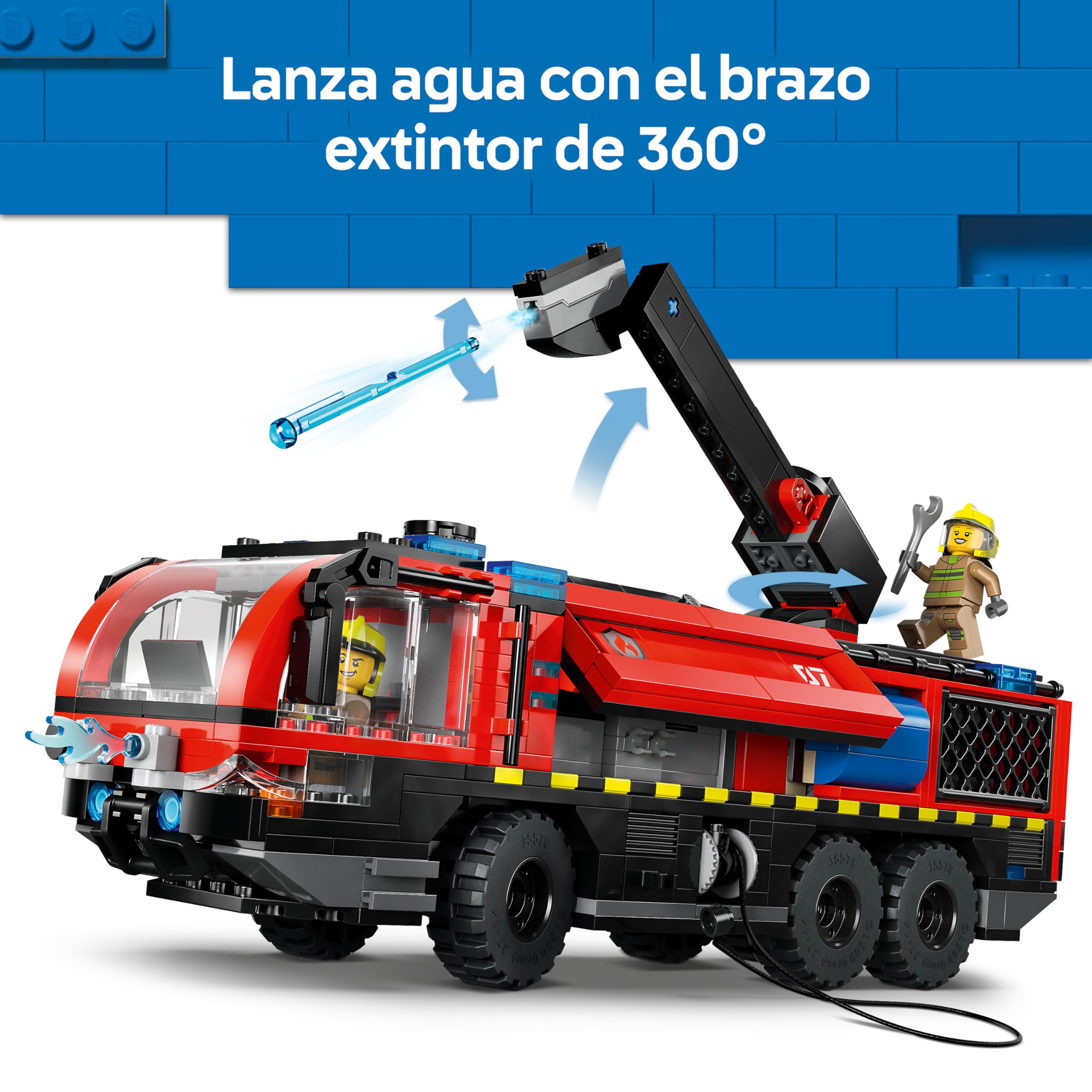 LEGO City Camión de Bomberos Aeroportuario de Juguete - Kit de Maquetas de Vehículo de Emergencias con 4 Minifiguras de Bomberos - Regalo de Cumpleños para Niños de 7+ Años - 60499