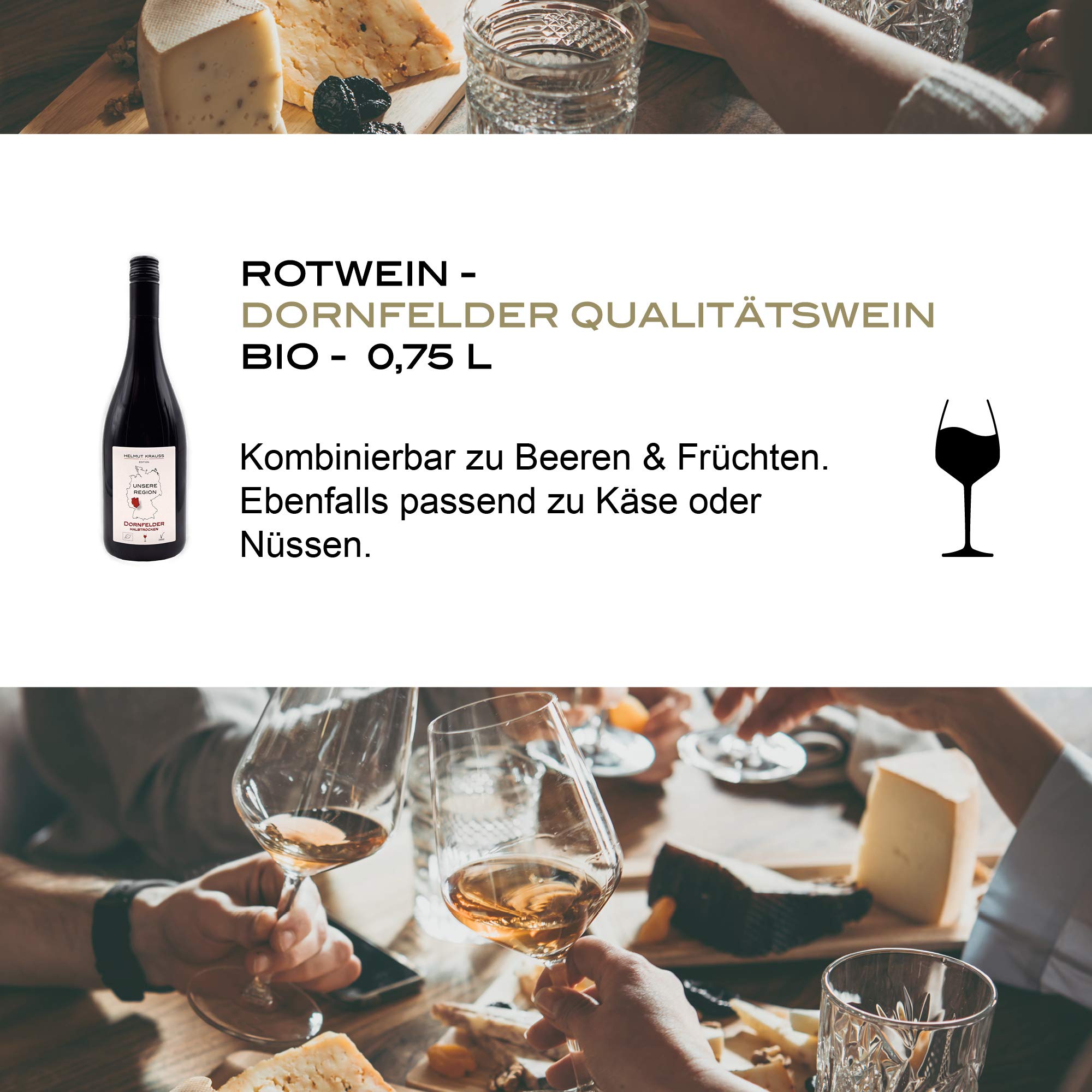 Weingut Krauss Zellertal – Bio Dornfelder Rotwein halbtrocken (2020, 6x 0,75 l) I 12,5 % vol I vegan I Bioland-zertifiziert (DE-ÖKO-039)
