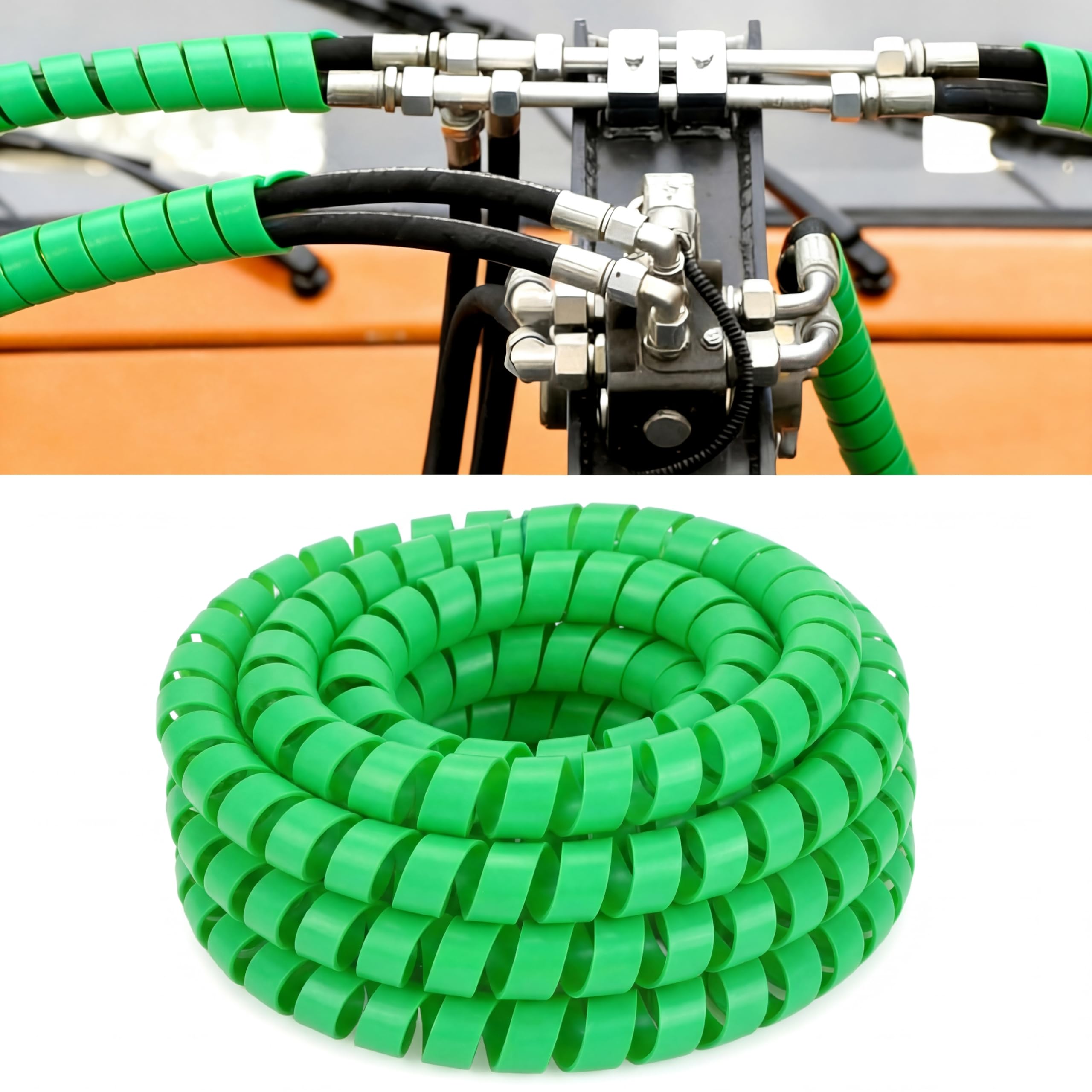 Pangda 25Ft Hydraulic Hose Protector 3/4 Inch Spiral Hose Wrap Cover Green