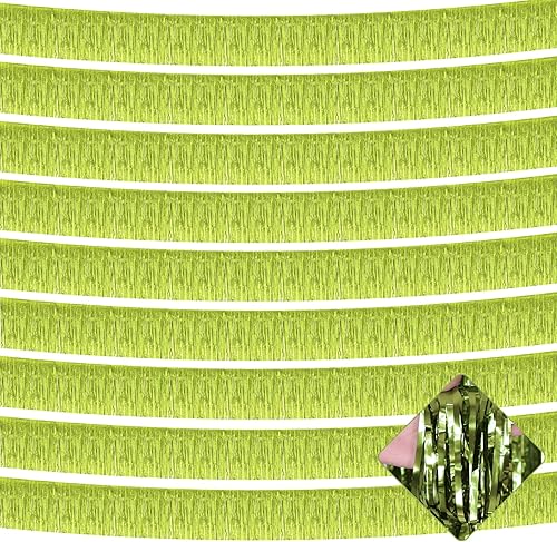 Miniatura 26 de Paquete de 10 guirnaldas de flecos metálicos de oropel de 10 pies para colgar en la pared, telón de fondo para flotadores de desfile, despedida