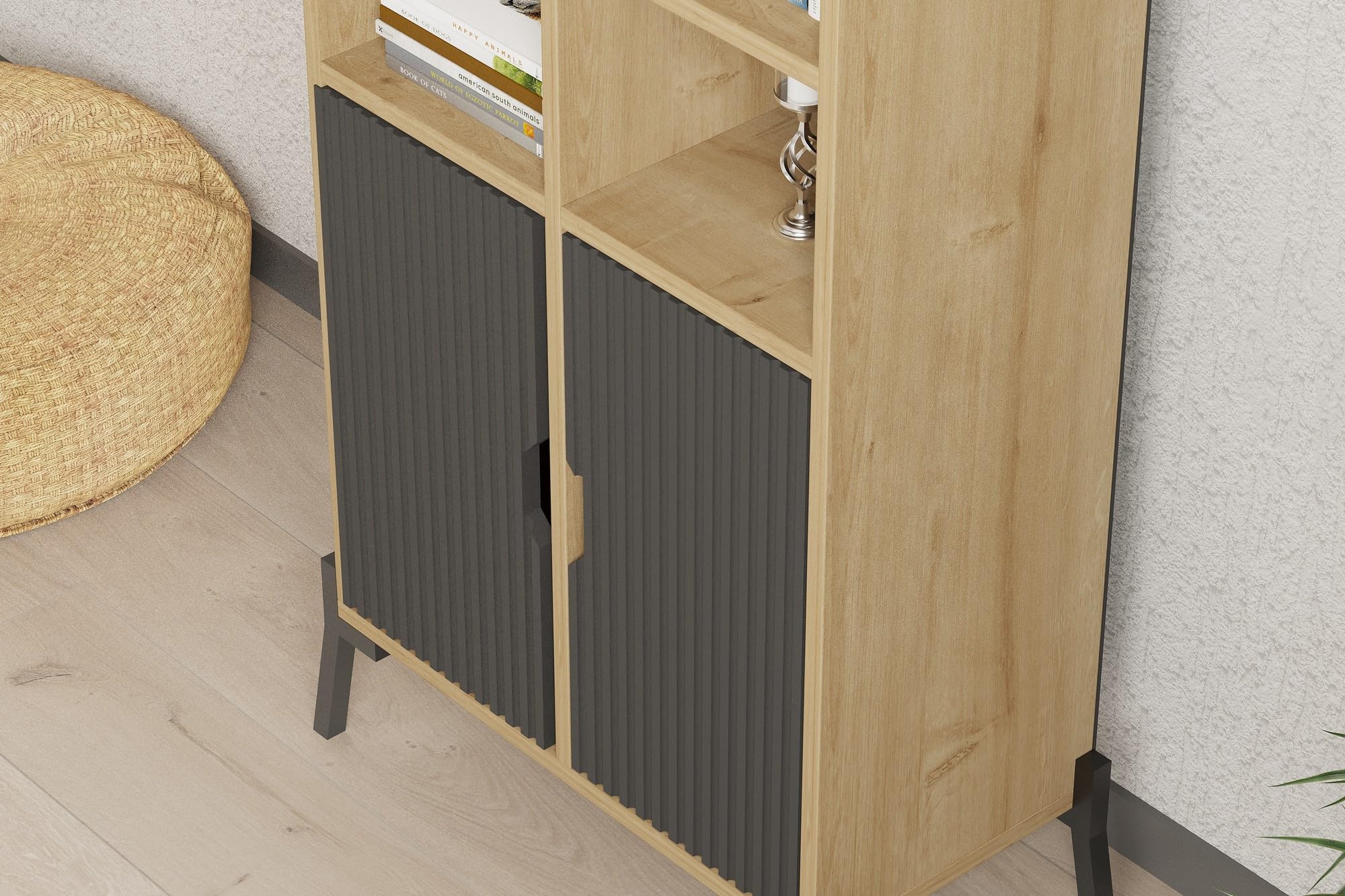 Hanah Home Bookshelf, Sapphire Oak Antracite, Taglia Unica