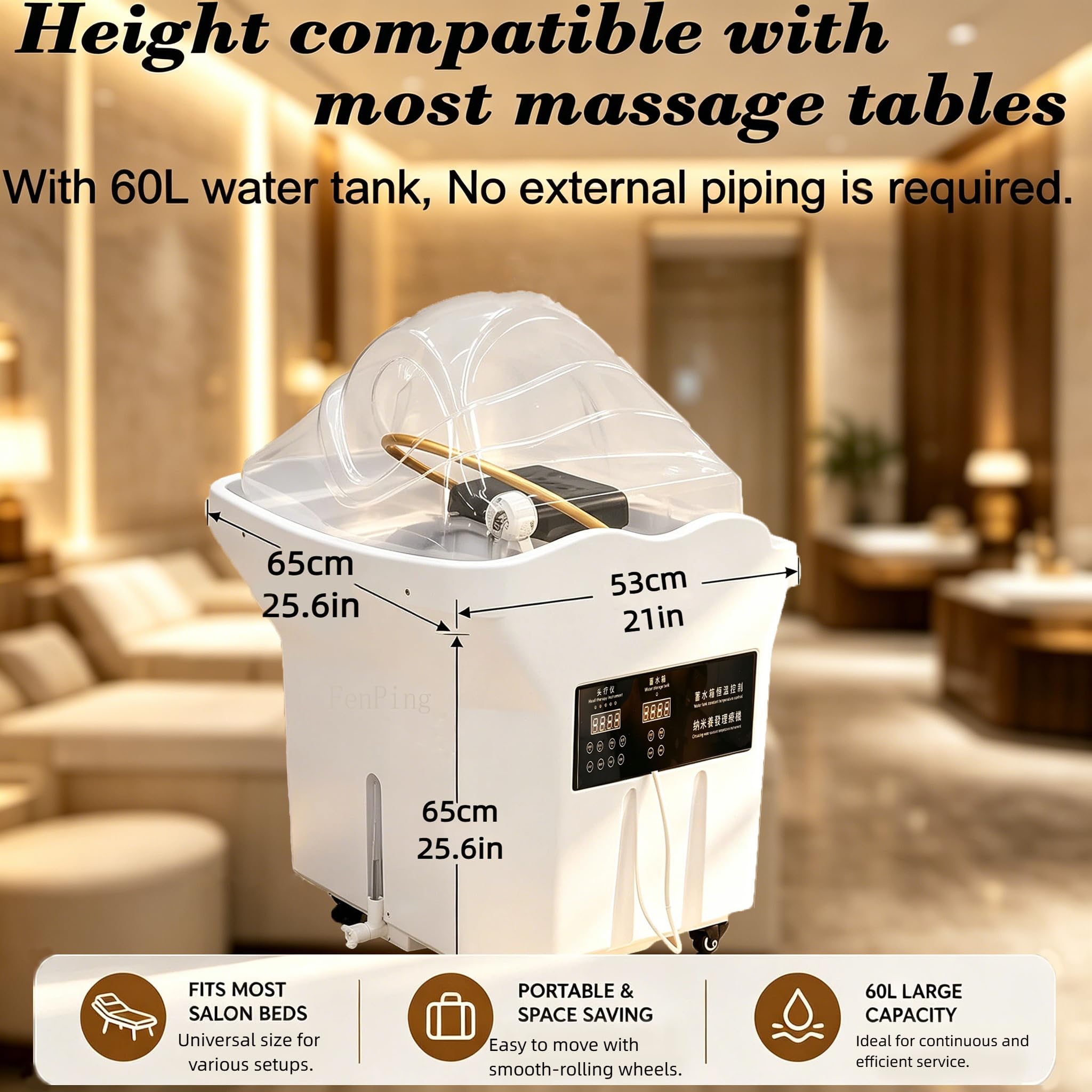 Head SPA Equipment, Lavabo Champú CirculacióN Agua, Equipo SPA JaponéS, Cama Champú Masaje, Tanque Agua Grande 60 L, FumigacióN, Terapia de Luz, Cuidado la Cabeza