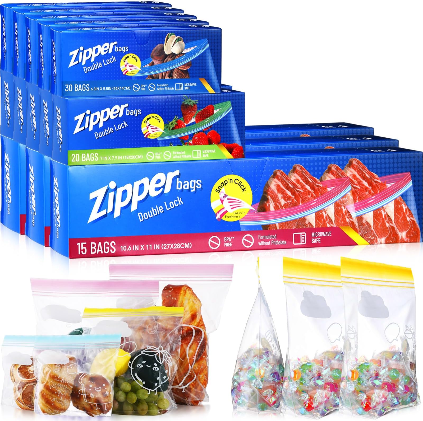 ZIPLOC BAGS Ziploc Easy Open Bags Variety Pack with New Stay Open Design (347 CT