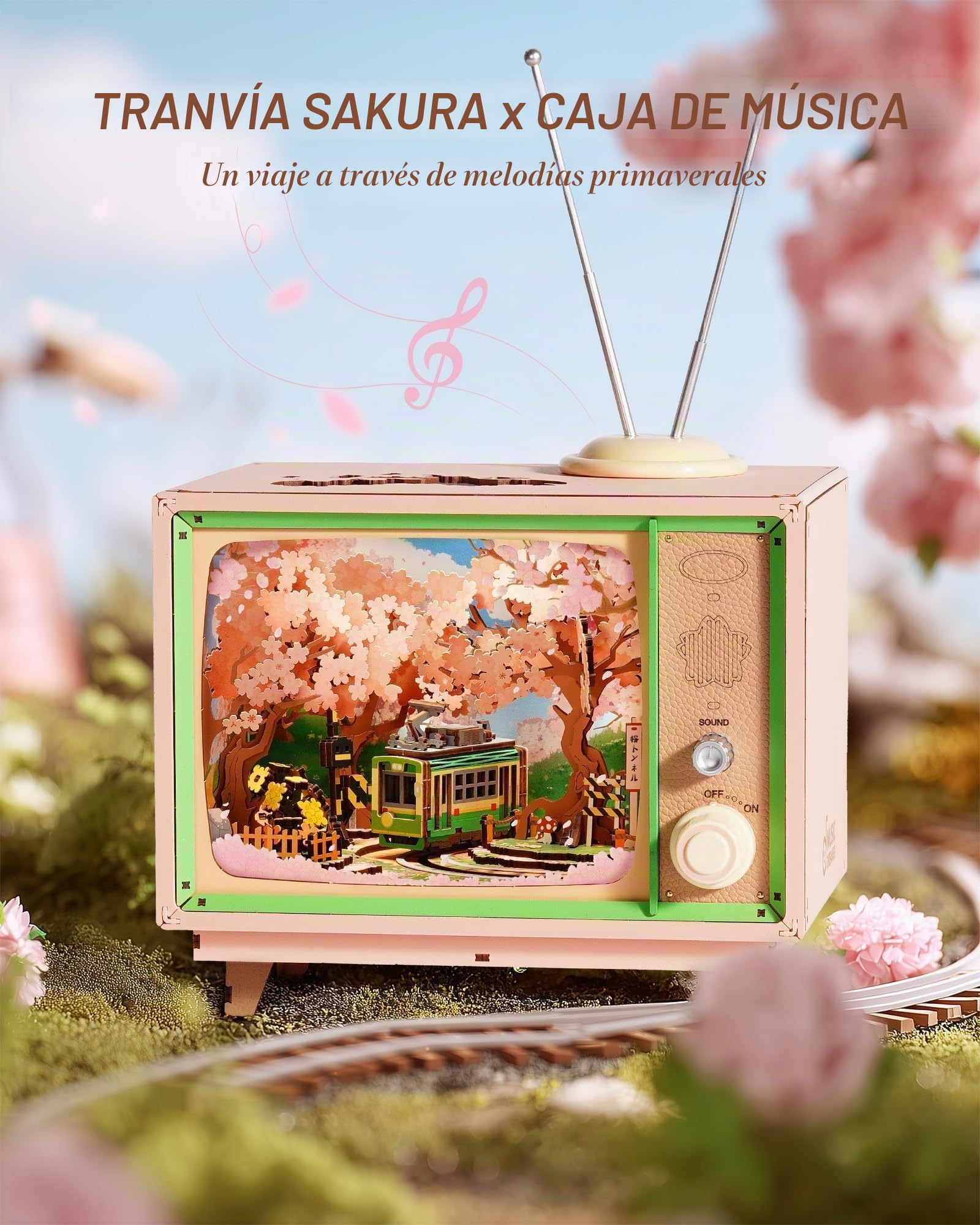 ROBOTIME Puzzle 3D de Madera Caja de Música Sakura Dreamy Tour, Maquetas para Construir Adultos con Luces y Música Clásica, Decoración del Hogar, Regalo Creativo para Mujeres y Niñas