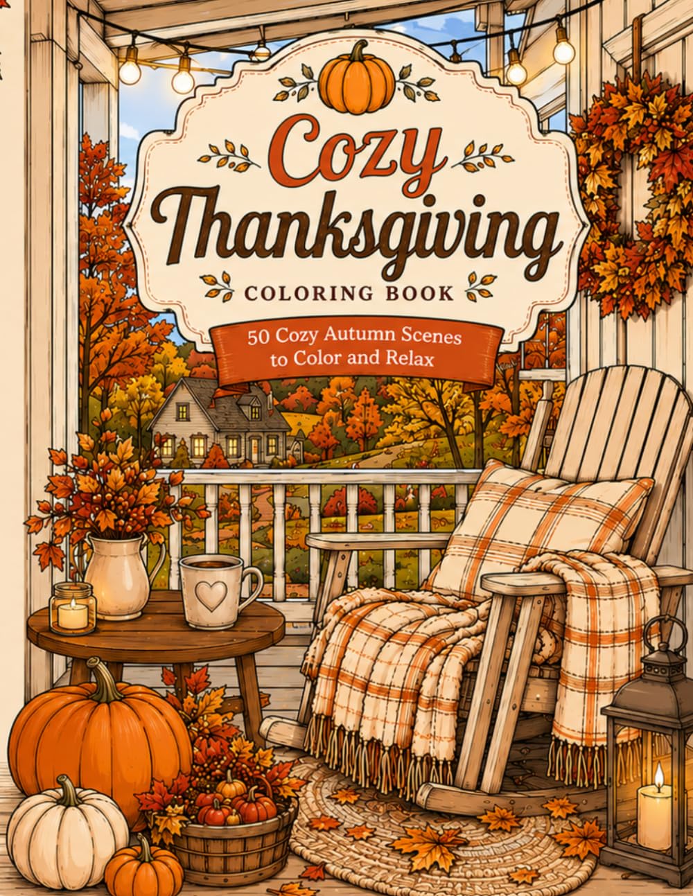 Cozy Thanksgiving Coloring Book: 50 Cozy Autumn & Thanksgiving Coloring Pages for Relaxation | Cute Fall Scenes, Cozy Homes, Pumpkin Pies, Harvest Moments & Peaceful Autumn Landscapes (Cozy Seasons)
