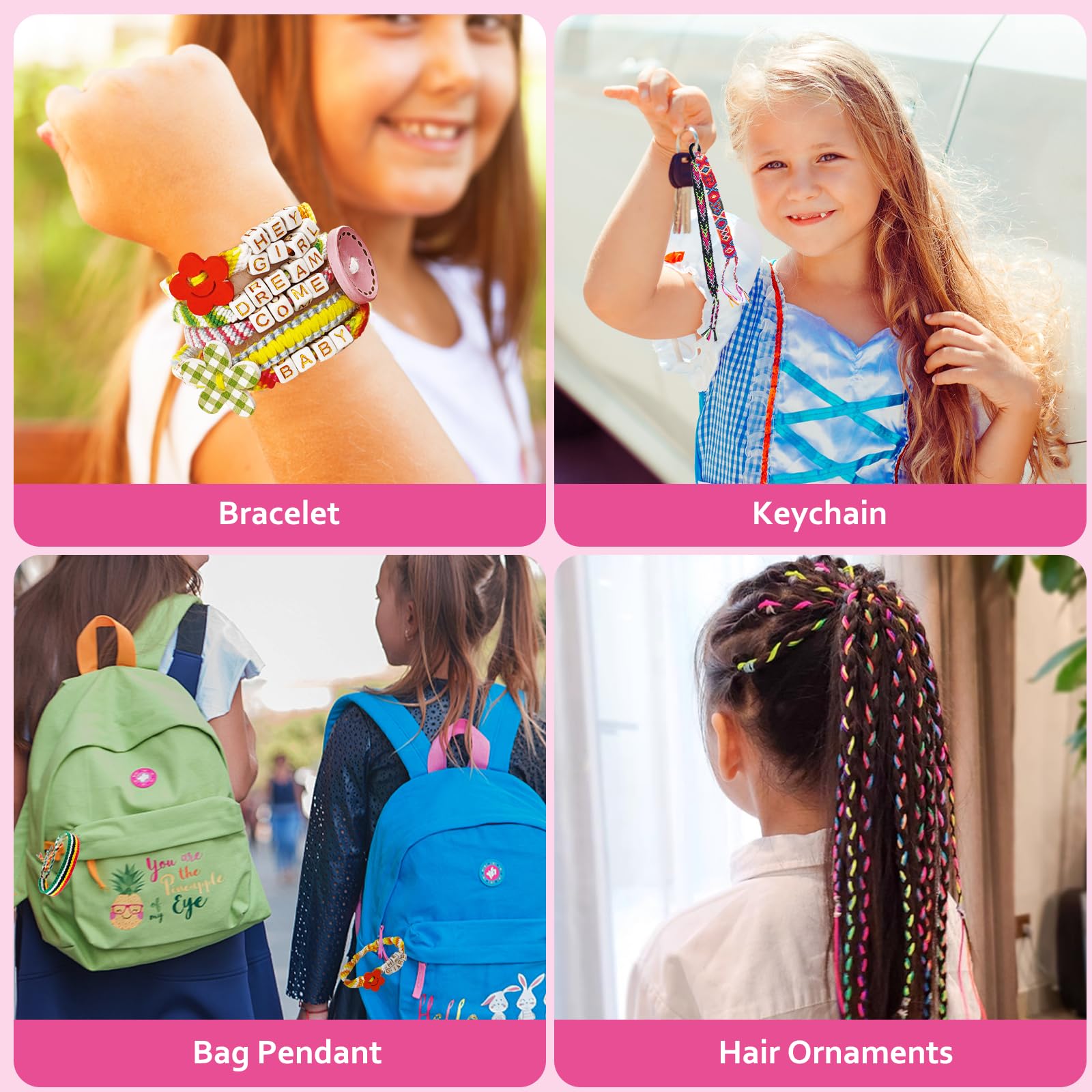 kit bracelet bresilien, fils bracelet brésilien cadeau fille 6 7 8 9 10 11 12 ans, bracelet bresilien jeux fille 10 ans, fil bracelet brésiliens, Avec 28 Fils Pré-découpés Et 115 Perles