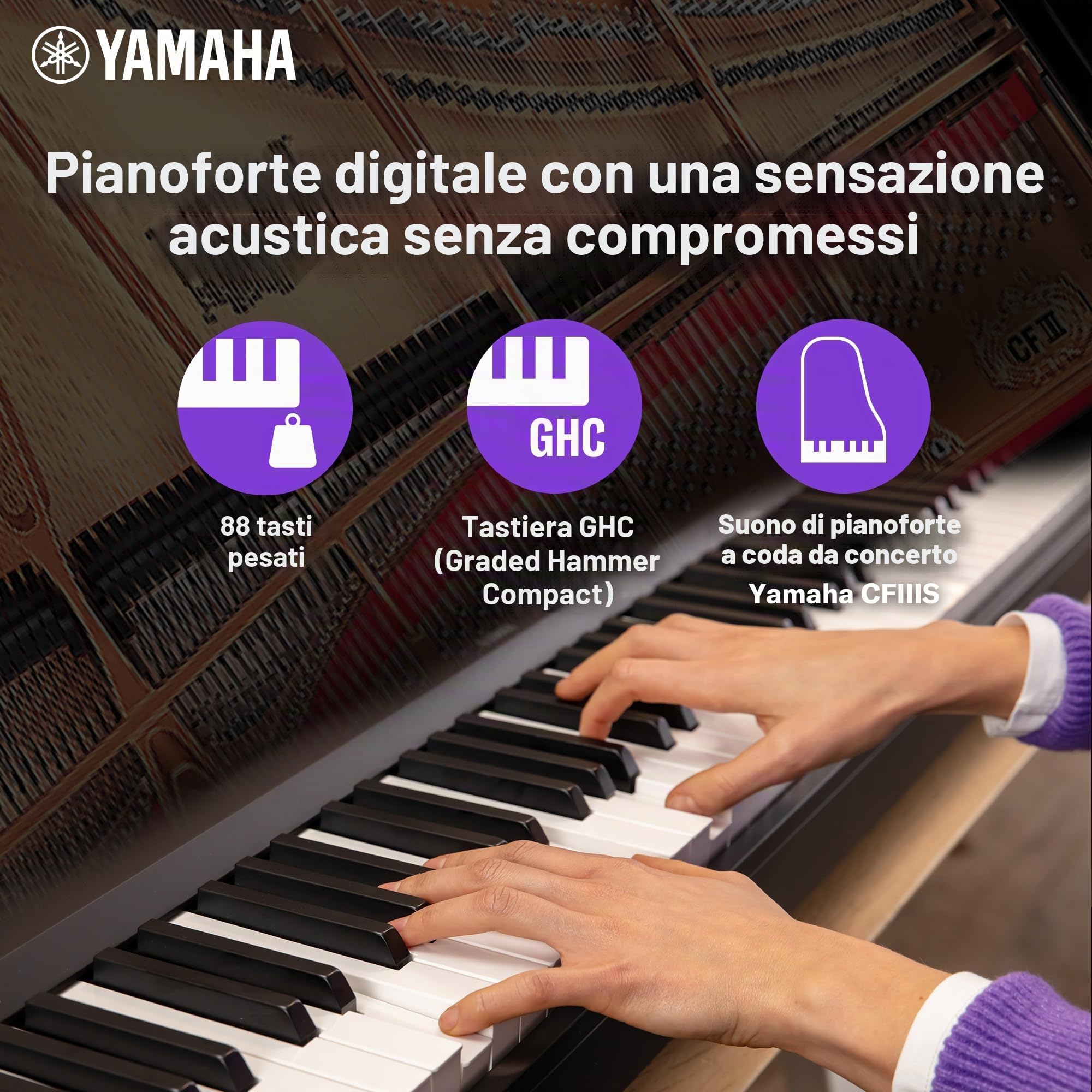Yamaha P-145 Digital Piano - Pianoforte Digitale leggero e portatile & L-100 Supporto per Pianoforte Digitale - Design Elegante in Legno, Compatibile con i Pianoforti Digitali P-143, P-145 e P-223