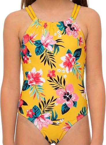 Kanu Surf Girls' Jasmine Beach Sport Halter One Piece, Brooke Mango, 4T