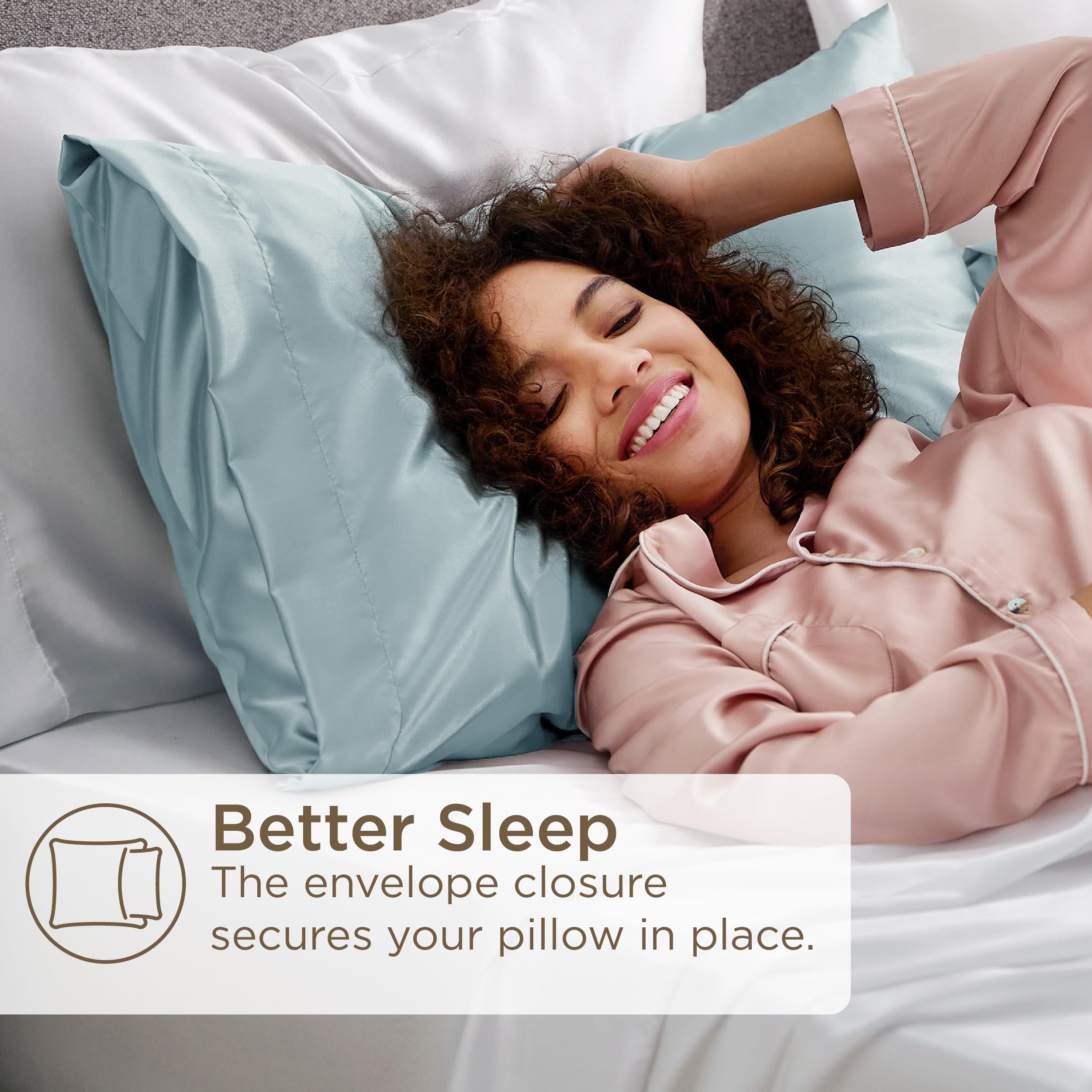 Bedsure Satin Pillowcase for Hair and Skin Queen - Ivory Silky Pillowcase 2 Pack with Envelope Closure, Similar to Silk Pillow Cases, Gifts for Women Men, 20x30 Inches: Standard (20" x 26") 22 - Ether 2