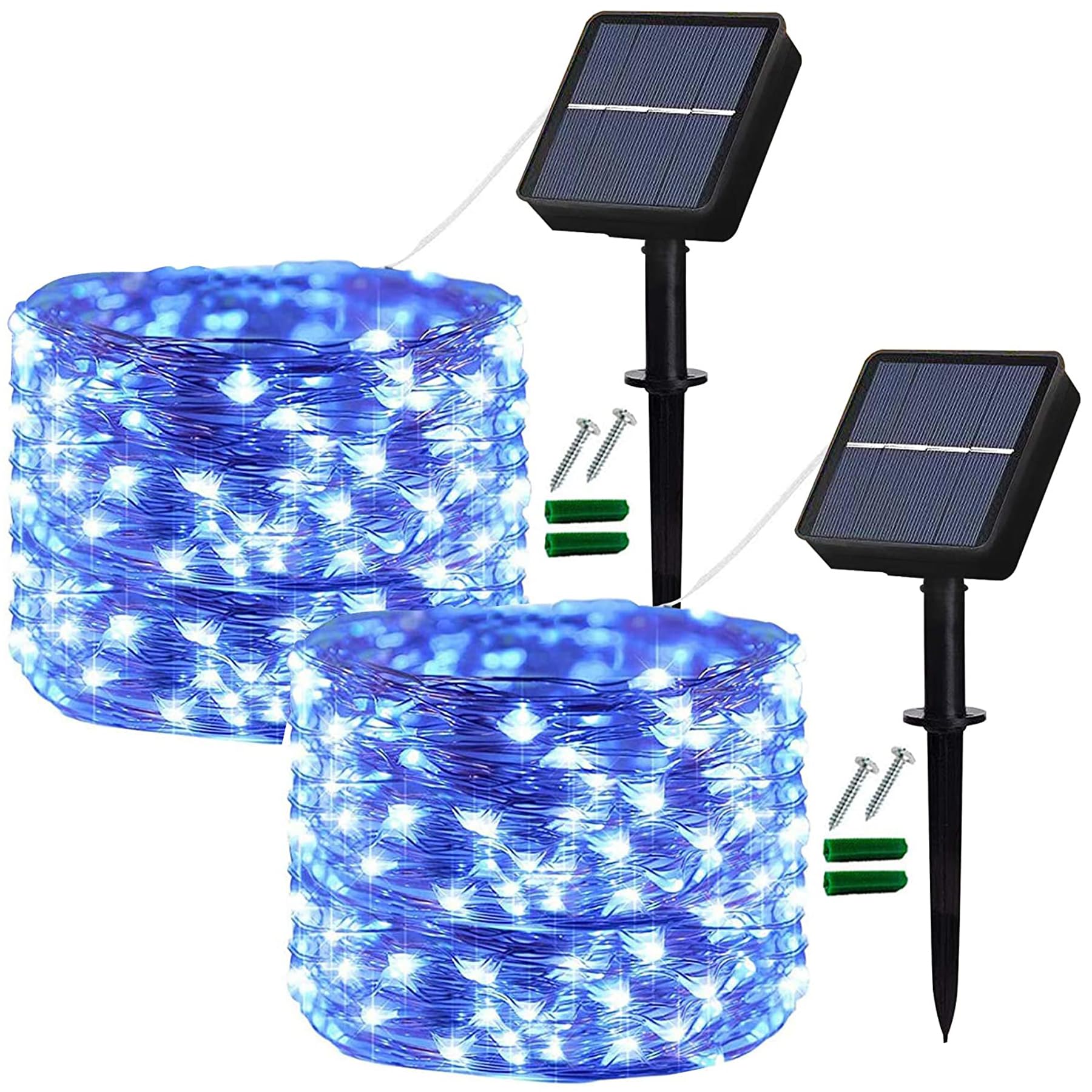 Lezonic Blue Solar Lights Outdoor Garden,2Pack 12M 120Leds Solar String Lights