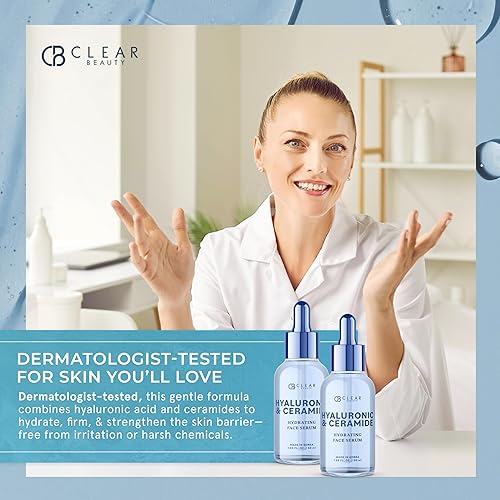 Miniatura 4 de Clear Beauty Suero de ceramida y ácido hialurónico para cara, dermatológicamente probado, cuidado de la piel coreano antienvejecimiento, hidratación