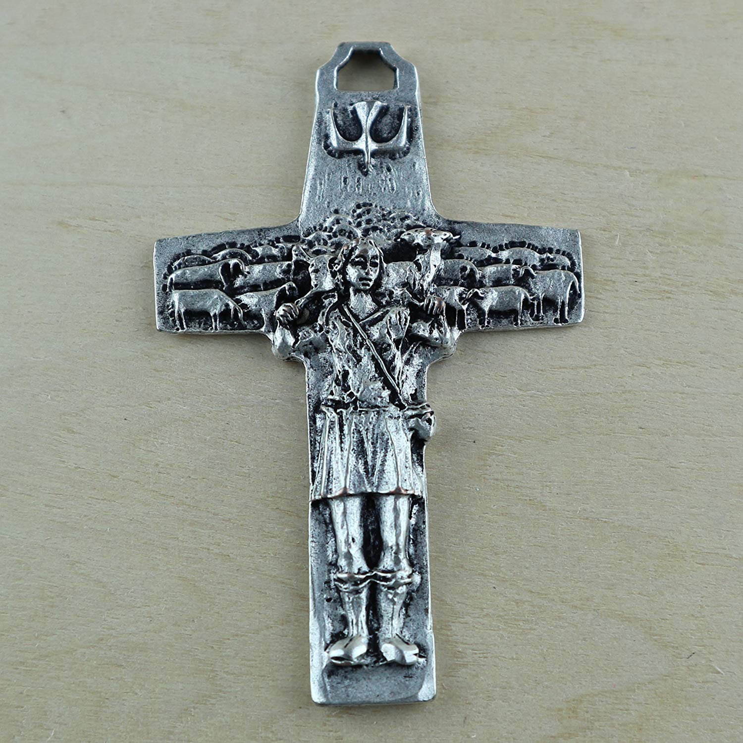 Eurofusioni Croix du Bon Pasteur plaqué argent H 7,2 cm