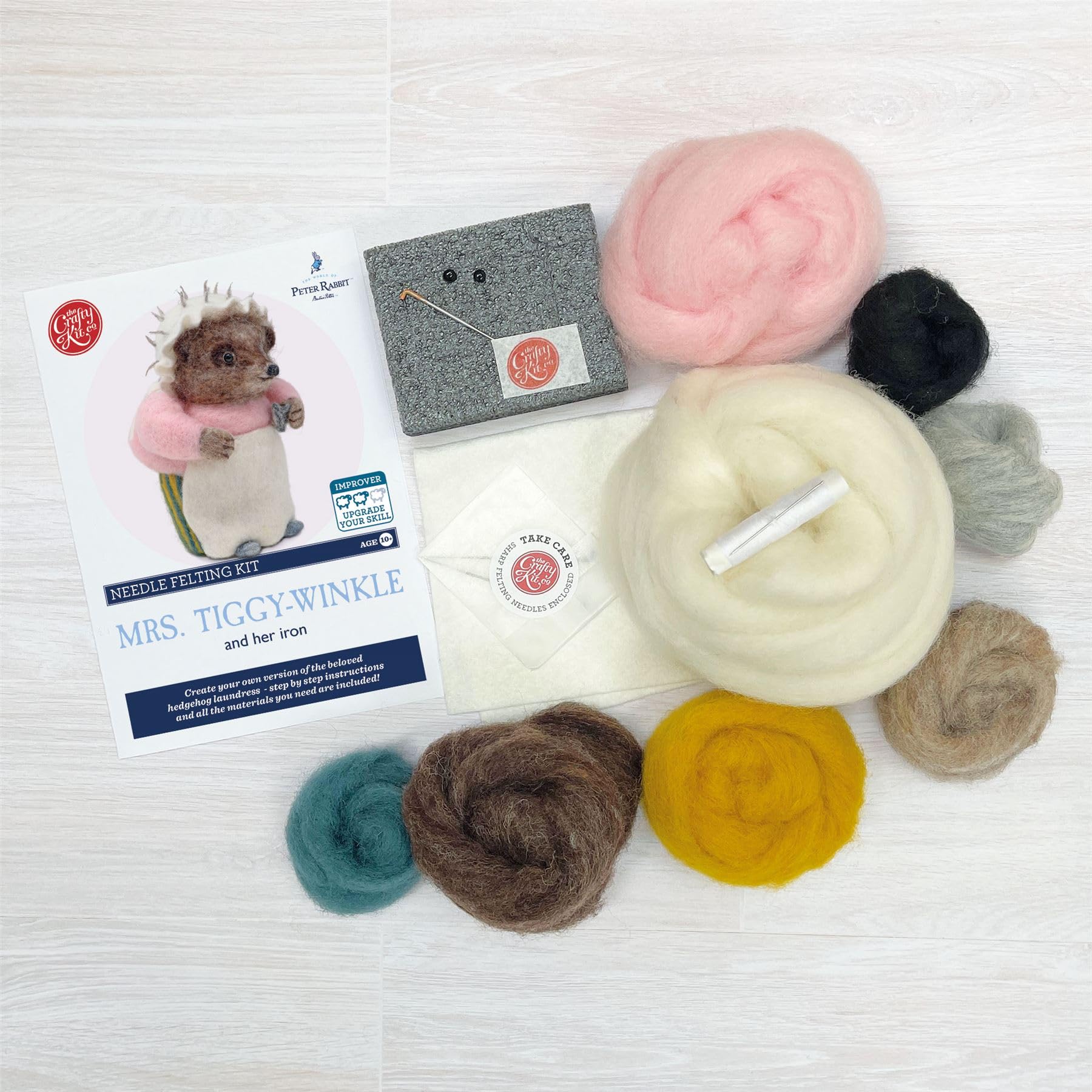 The Crafty Kit Co Mrs Tiggy-Winkle Ironing Needle Felting Kit, White, 18cm - Image 3