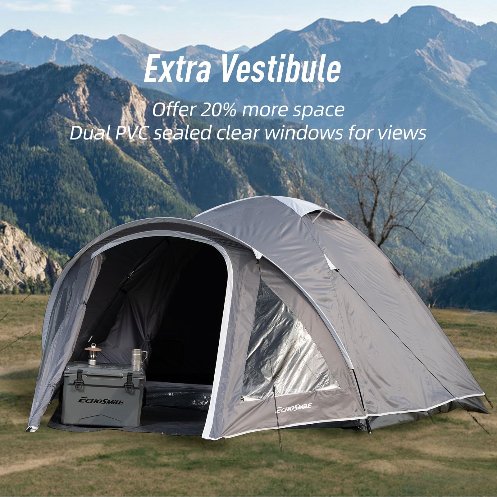 EchoSmile Tienda de campaña para 2-3 personas, tienda de campaña impermeable con vestíbulo, ultraligera, fácil de instalar para acampar al aire libre, 3 estaciones