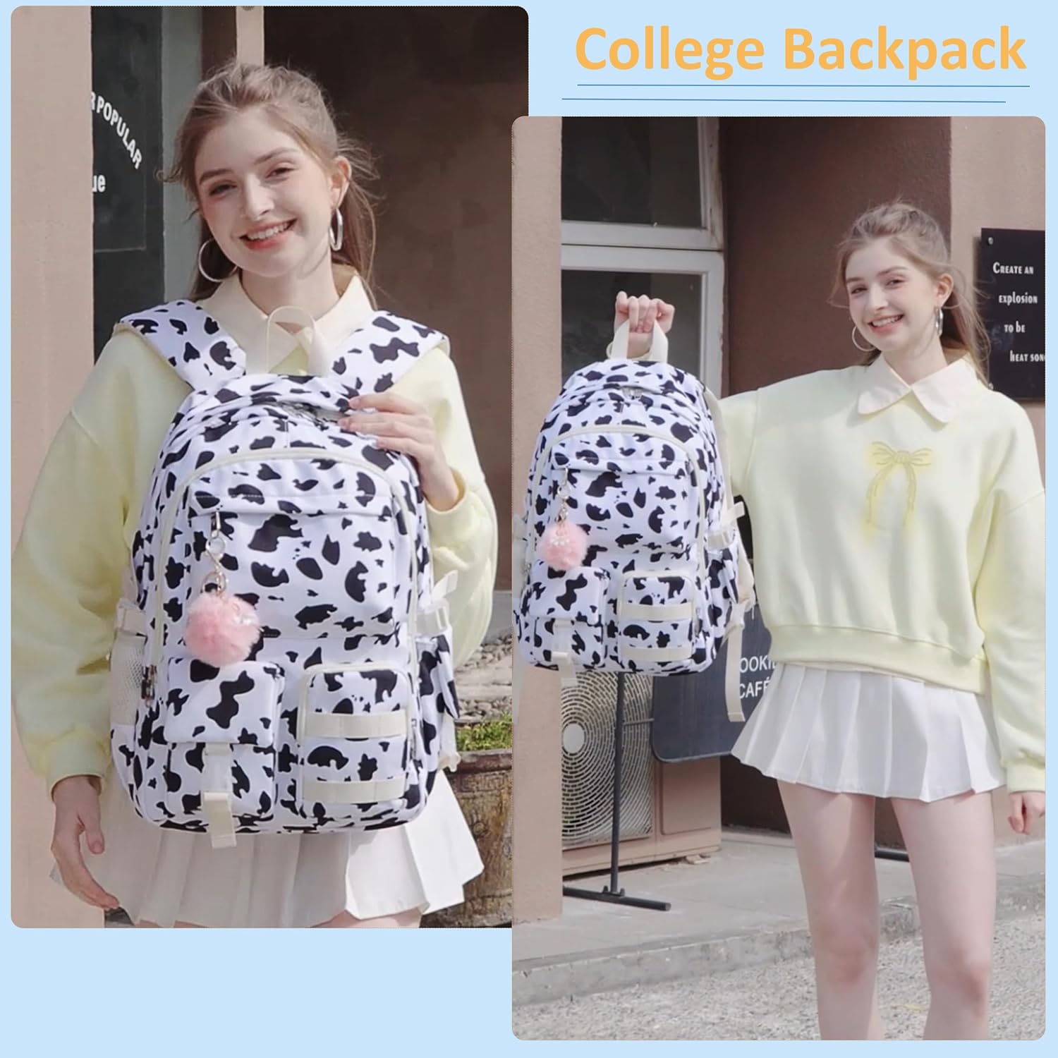 Hidds Backpack for Girls College School Backpacks Kids Bookbag School Bag Travel Laptop Daypack Teens Women (Black) - Image 2