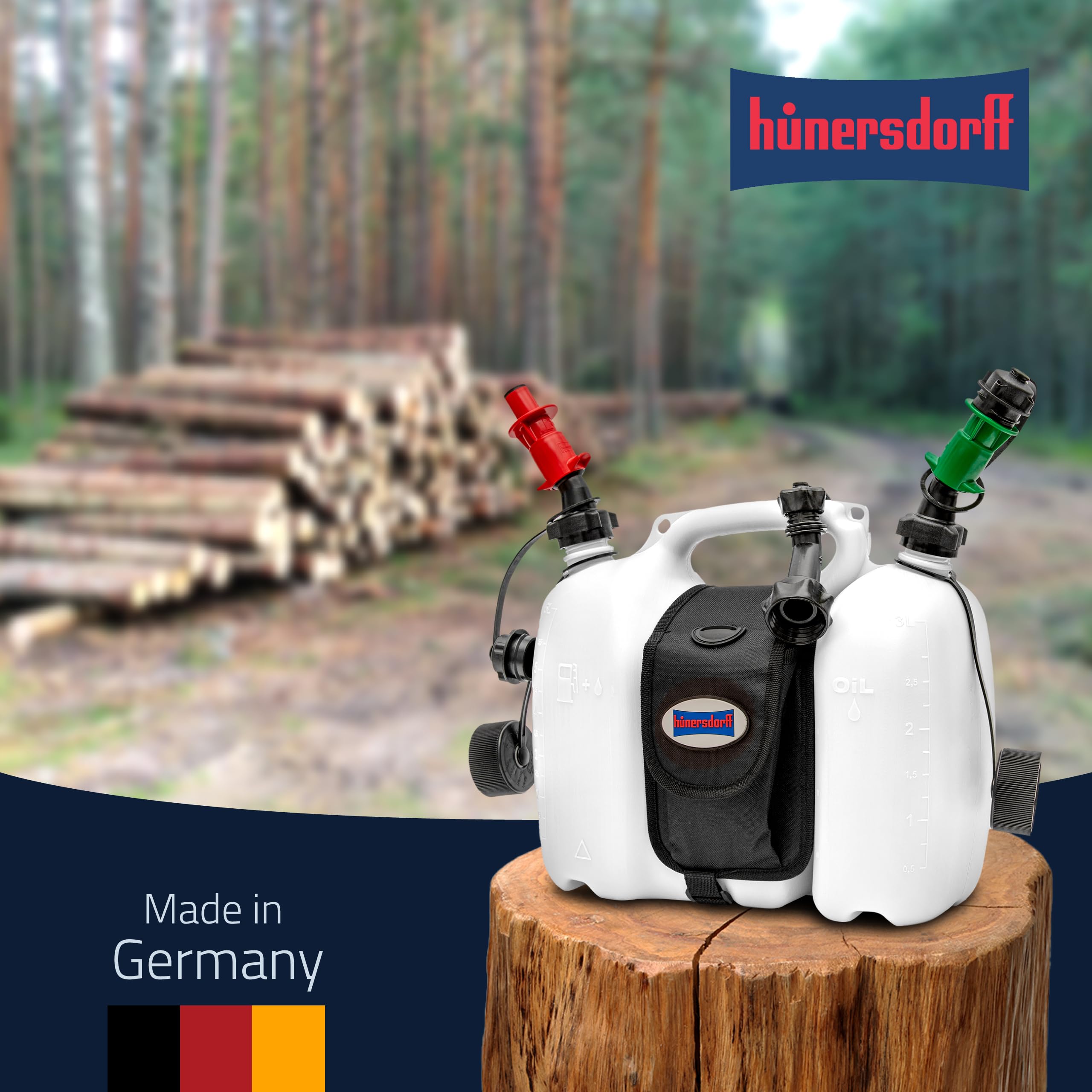 hünersdorff PROFI Doppelkanister Kombikanister Kraftstoff Öl 6+3 Liter UN-Zulassung Made in Germany Weiß