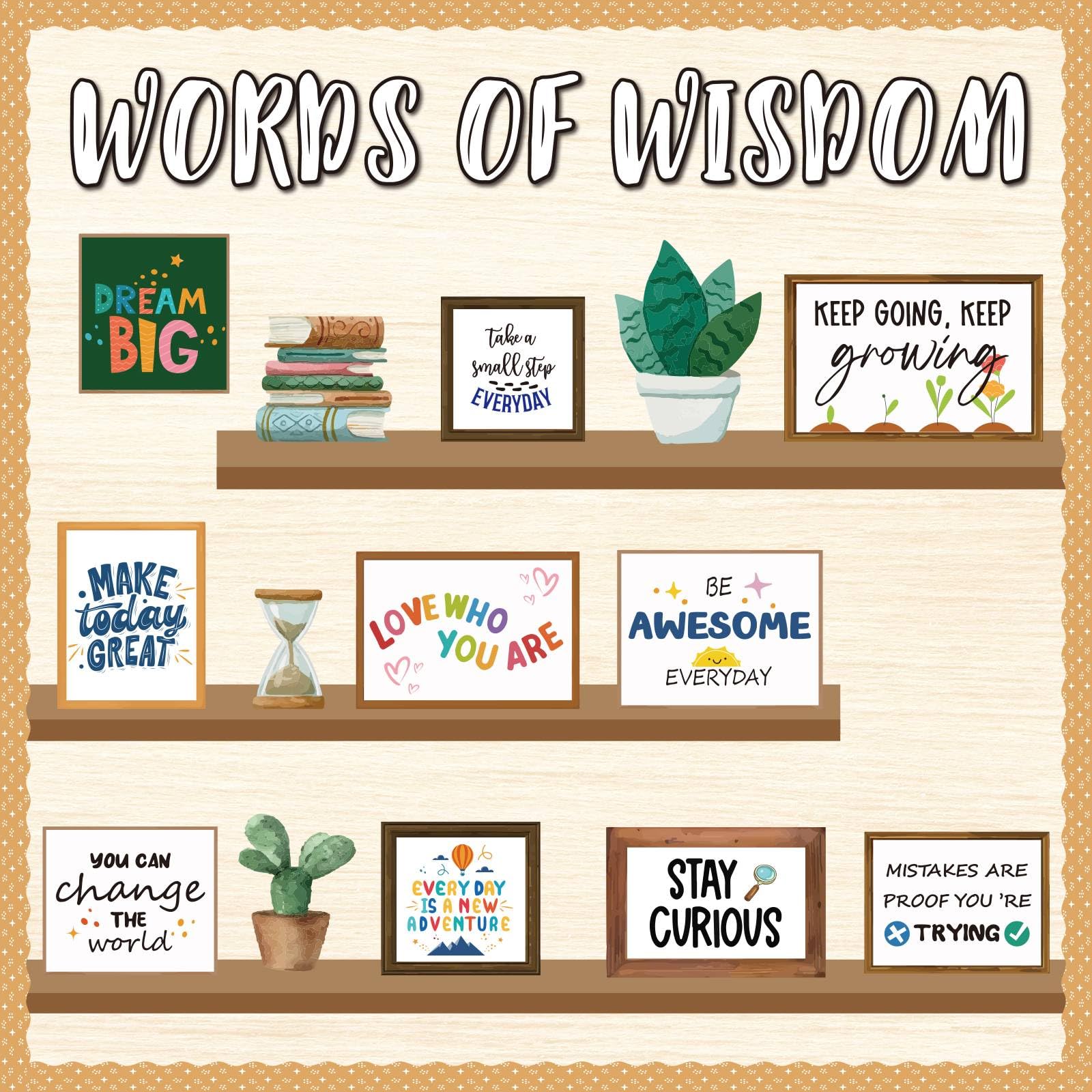 Bulletin Board Decorations for Classroom, Bookshelf Motivational Classrom Decor, Greenery Mental Health Bulletin Board Sets for Teacher Welcome Back