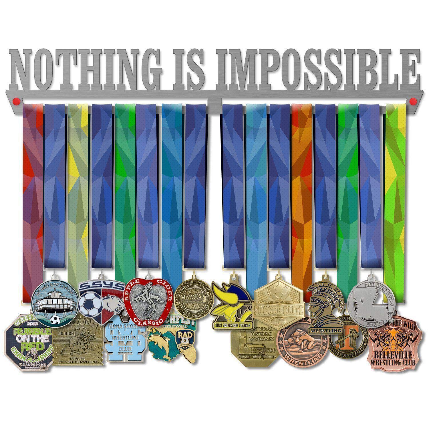 VICTORY HANGERS Nothing Is Impossible Medal Hanger Display V1 | Motivational Medal Hanger | Stainless Steel Medal Display | by VictoryHangers - The Best Gift For Champions !