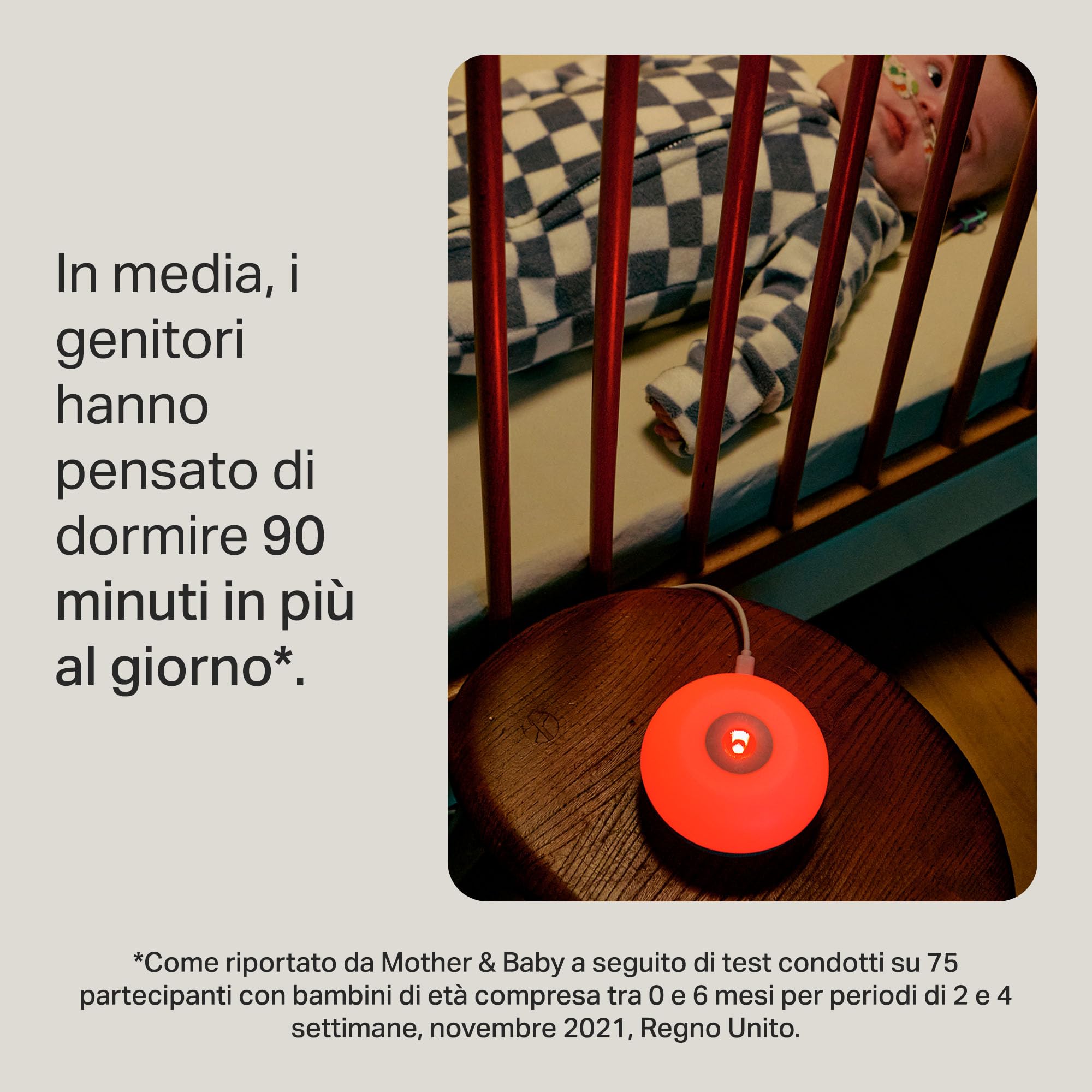 Tommee Tippee ausilio per il sonno Dreammaker, testato scientificamente per far dormire meglio i bambini, rumore rosa, luce rossa notturna, sensore CrySensor intelligente