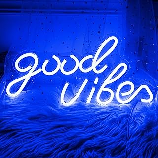 Good Vibes Neon Sign, Neon Signs Nein Sign Neon lights for Wall, Neon Signs for Bedroom Home Decor Bar Party Living Room Wall Decor, Neon Lights Signs Neon Led Sign Neon Wall Signs 19.68 inch