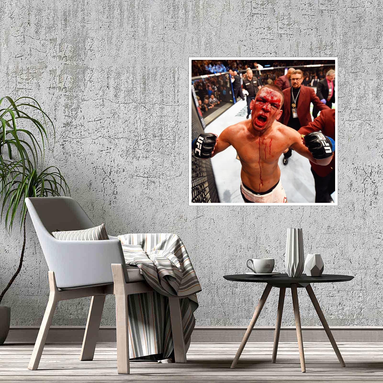 Poster Toile Nate Diaz - Déco Chambre Ou Bureau - Sport Paysage - Cadeau Sans Cadre 20x30 Cm - Personnalisable - 11